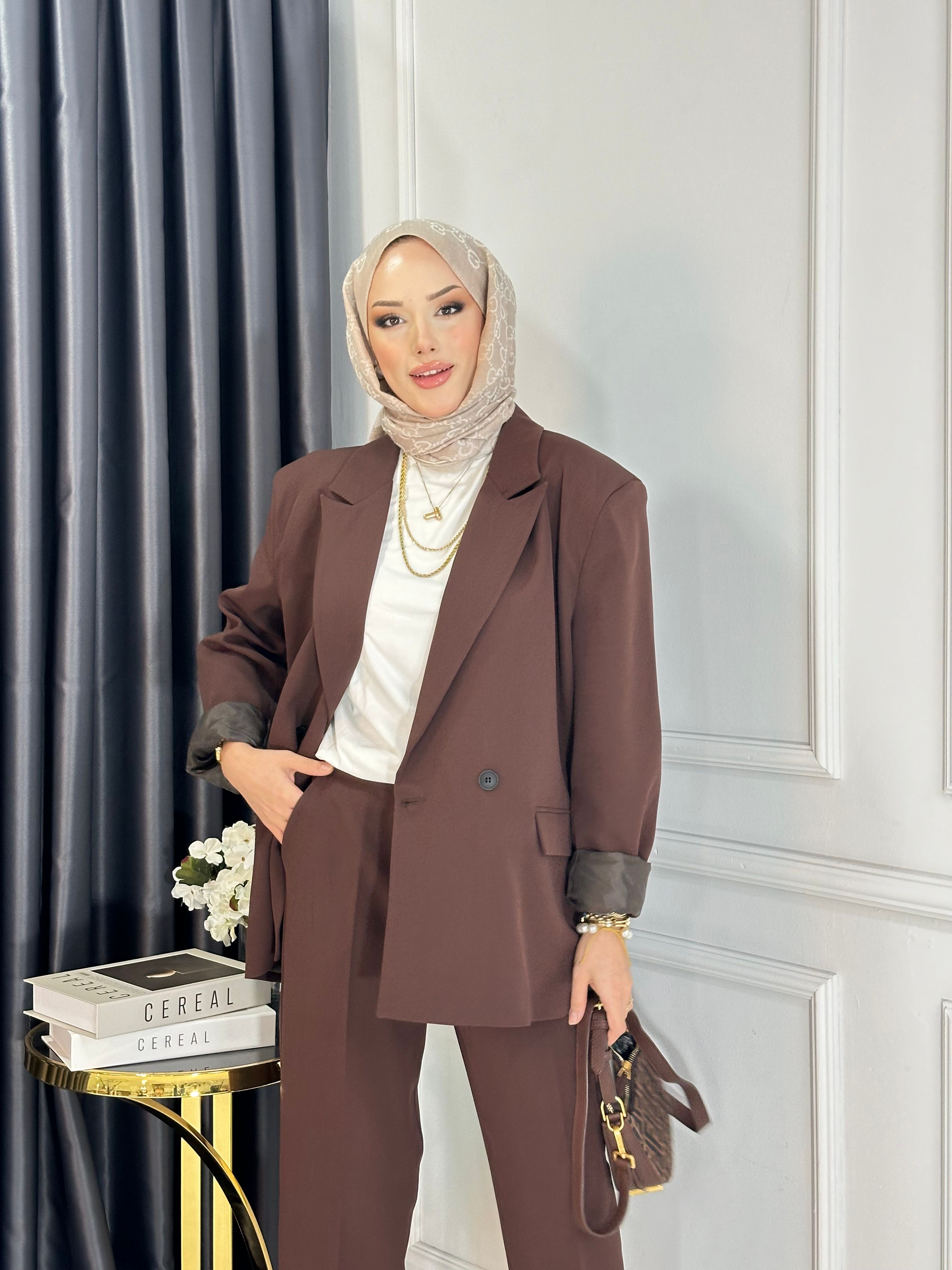 Zara Muadili Ceket Takım - KAHVERENGİ