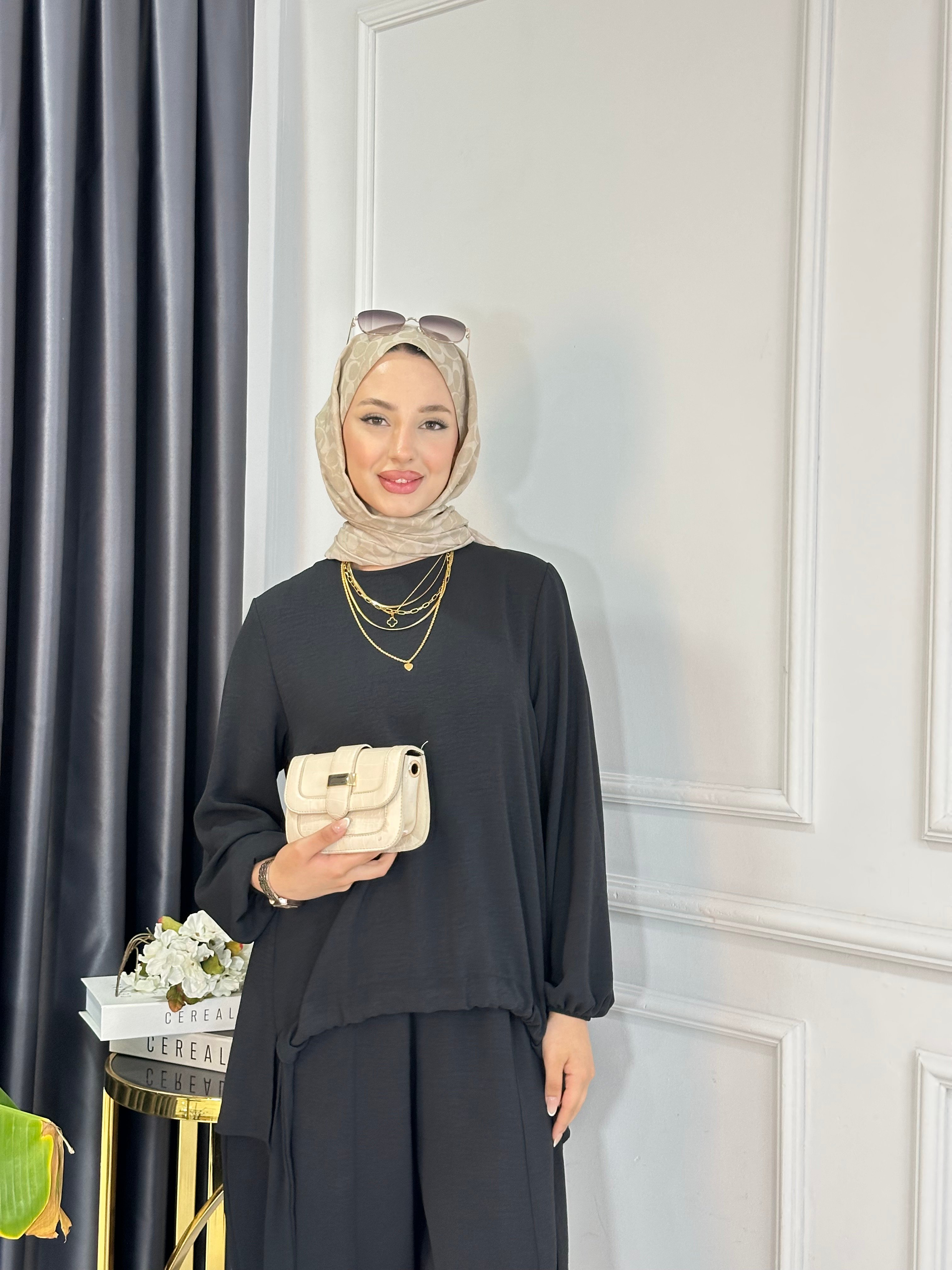 Ayrobin Şalvar Takım - SİYAH