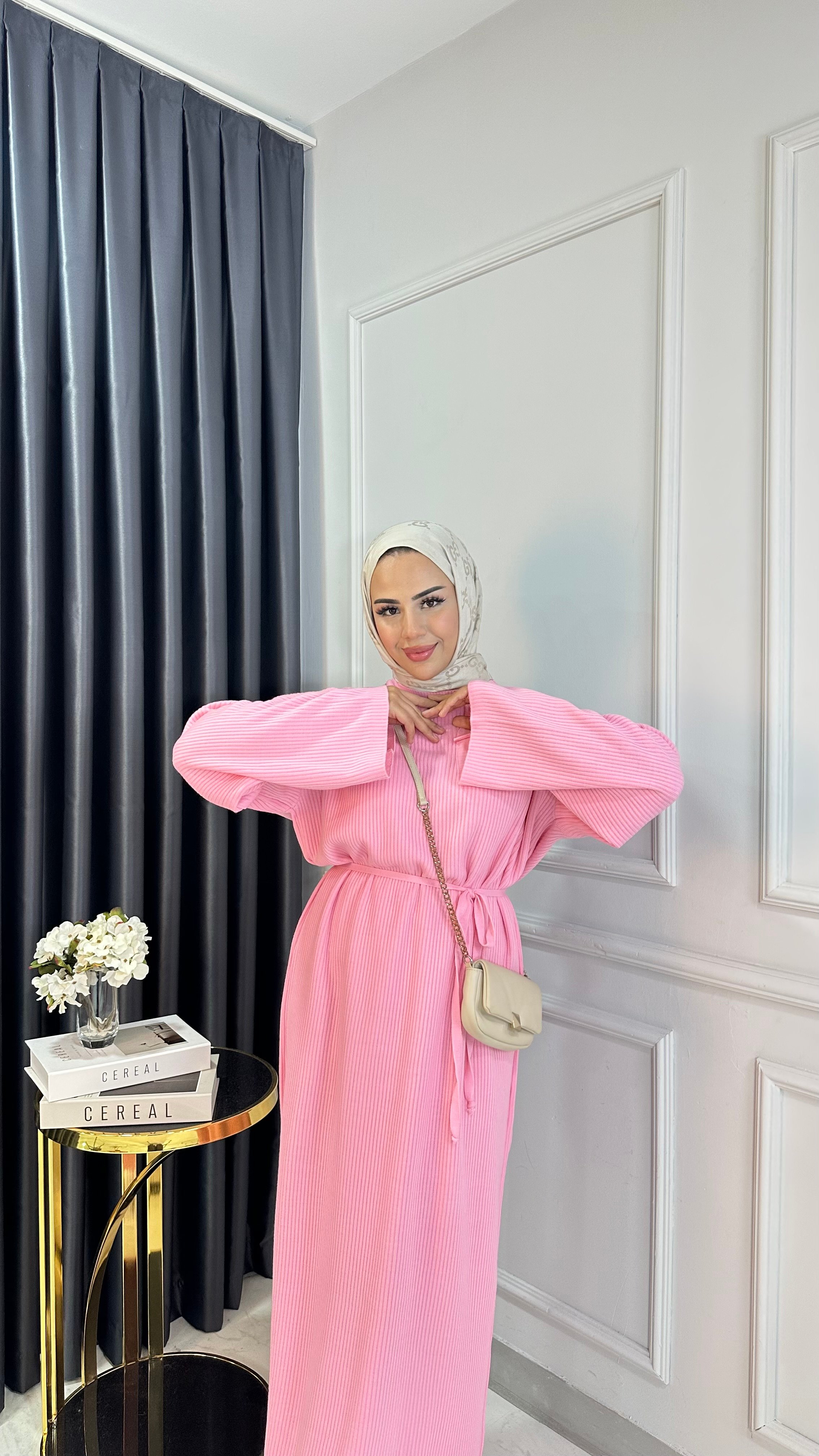 Karen Triko Elbise - PEMBE