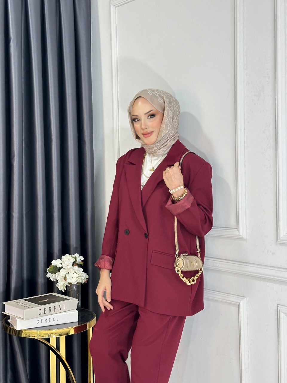 Zara Muadili Ceket Takım - BORDO