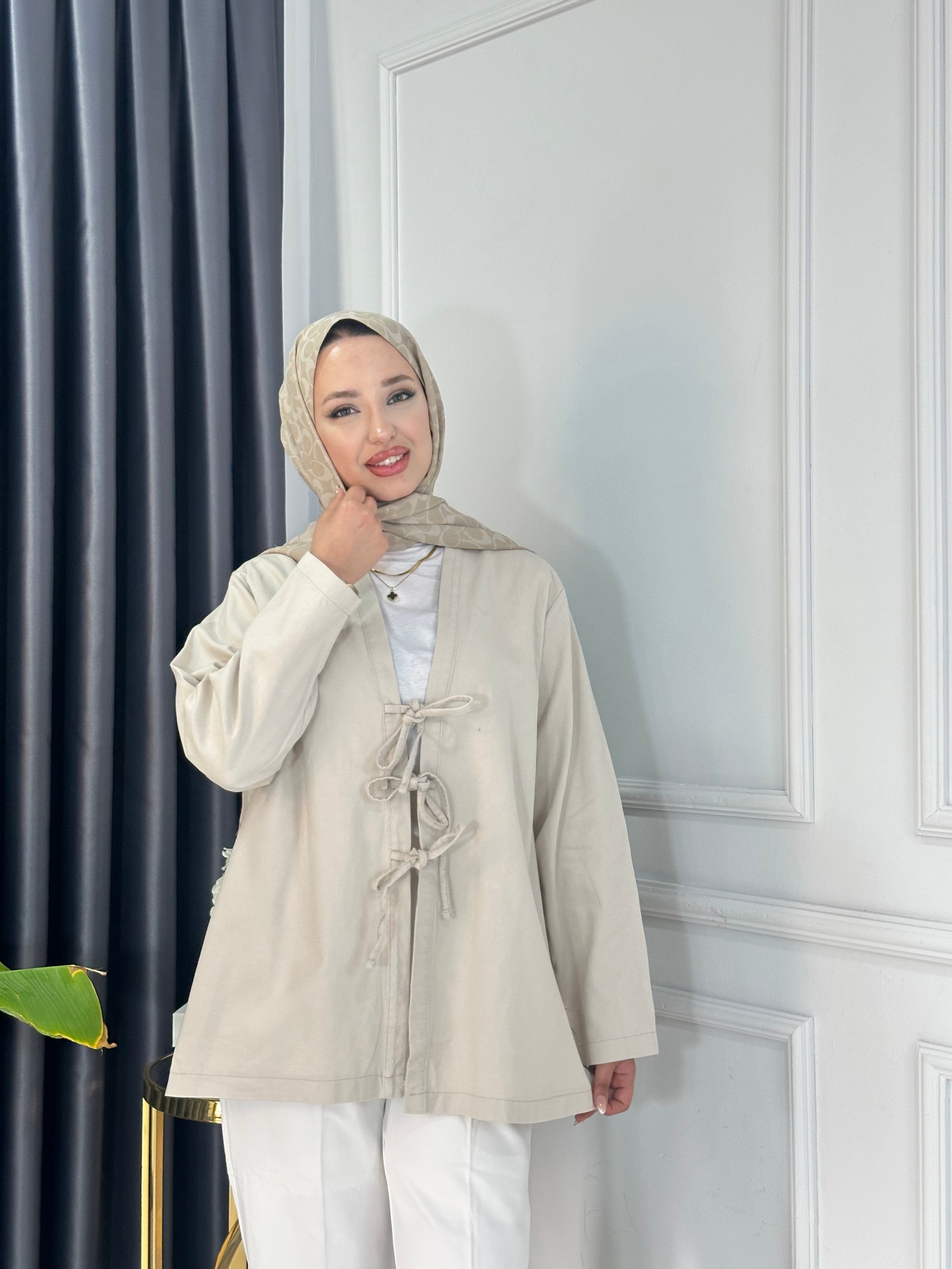Gabardin Bağlamalı Ceket - TAŞ