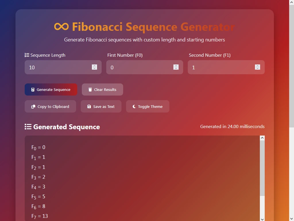  Fibonacci Sequence Generator