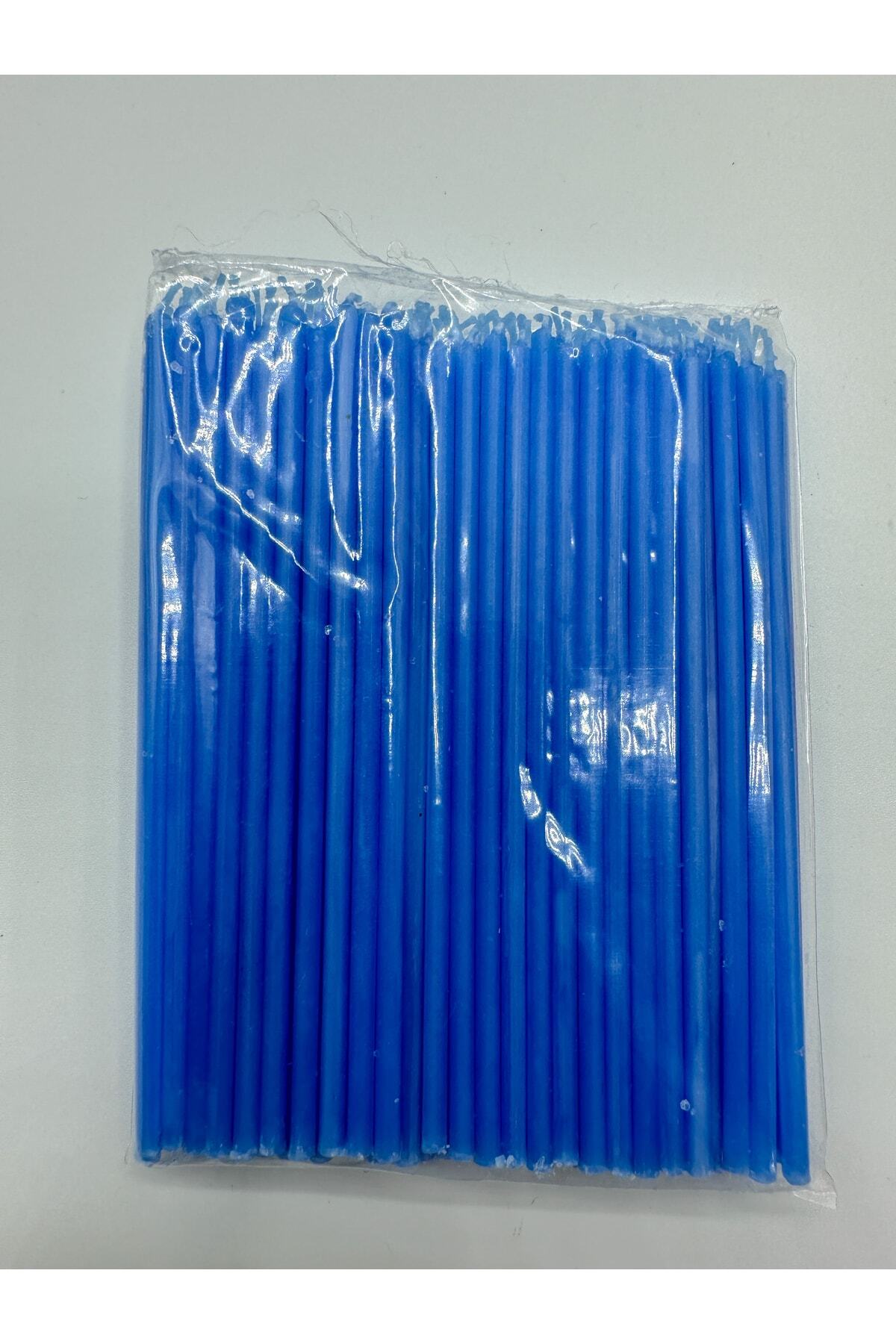 Pasta Mumu 12 Cm 100'lü Mavi- Dekoratif Pasta Mumu,kısa Boylu Parti Pasta Mumu