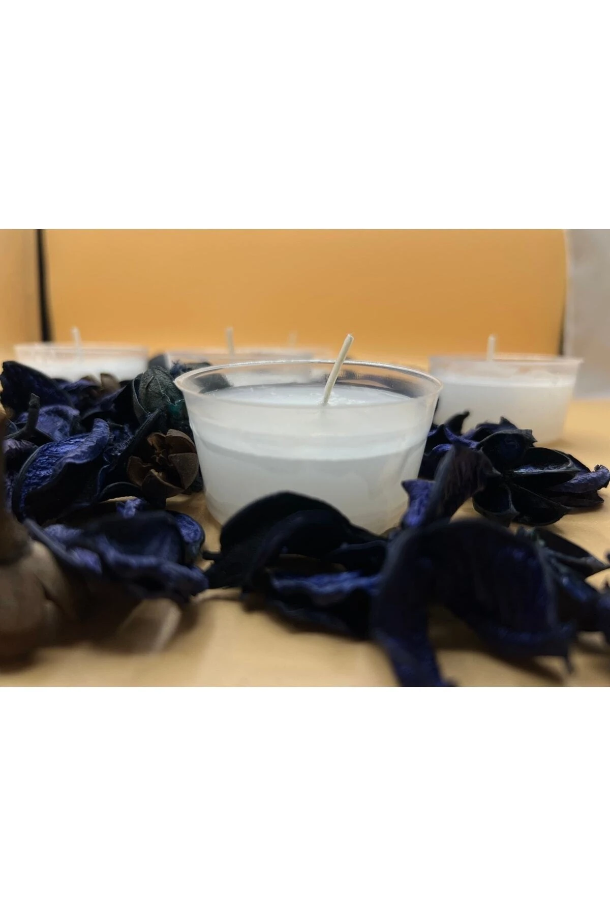 Bardak Içine Uygun Kapsül Mum 10 Adet Beyaz Soya Parafinli Dekoratif Beyaz Renk Kapsül Mum