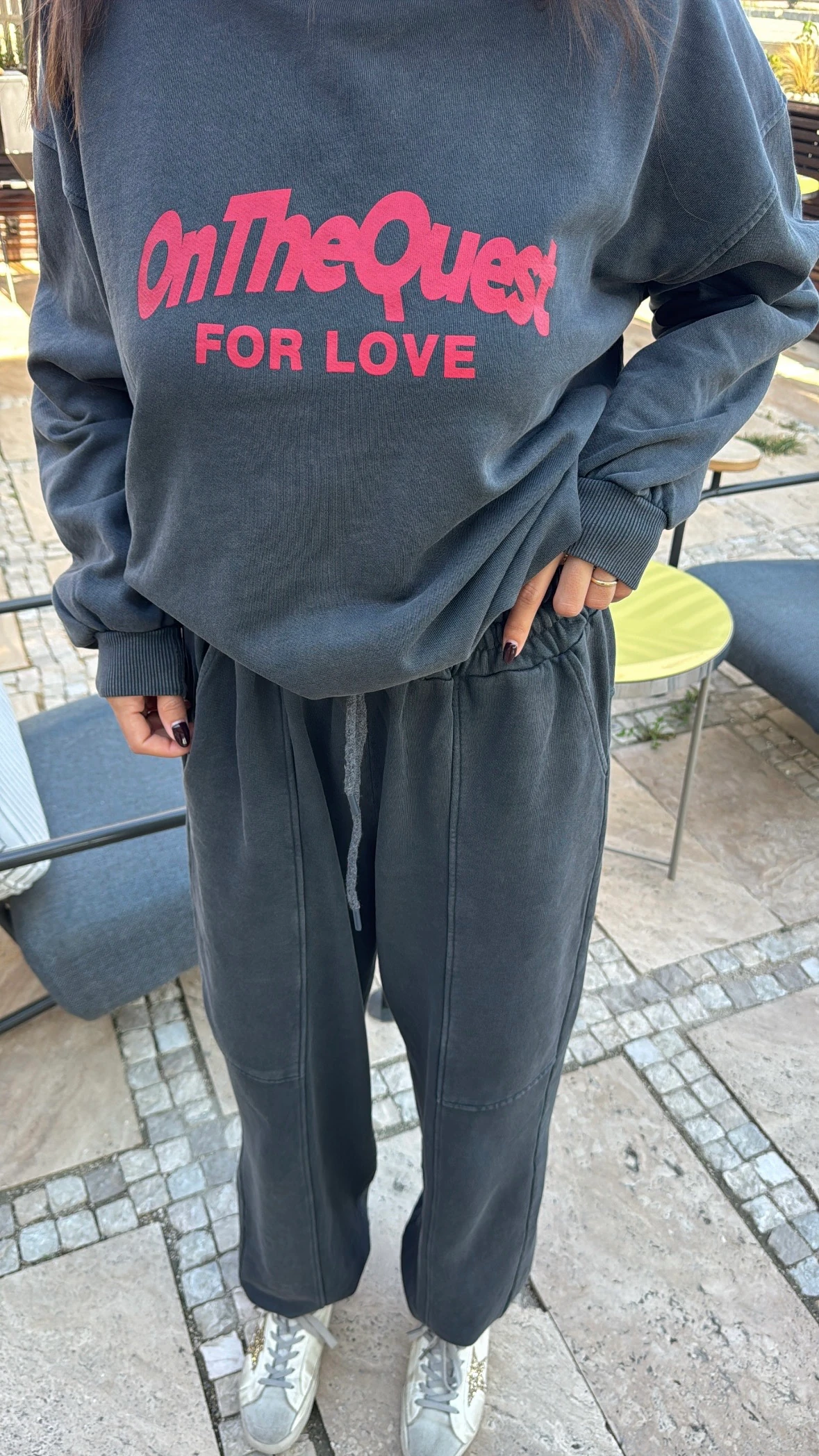 Yıkamalı Baskı Detay Eşofman Takım