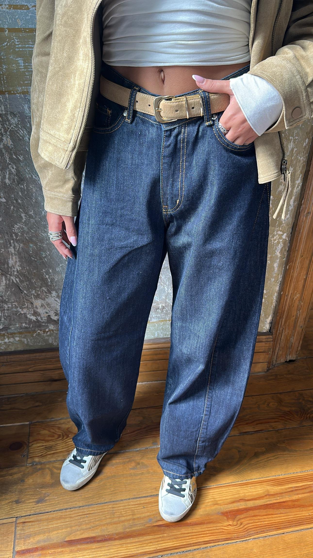 Dikiş Detaylı Baggy Jean