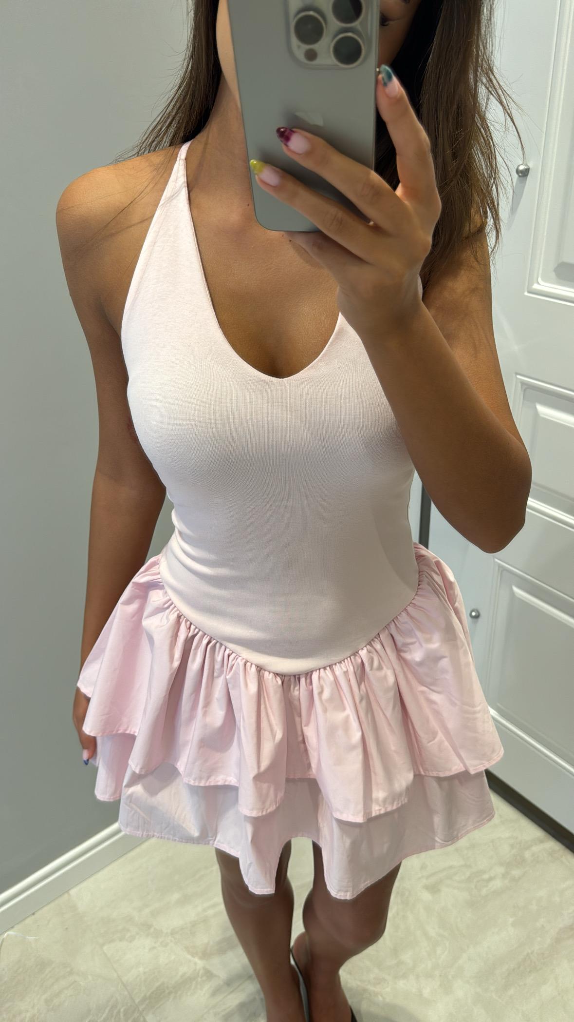 Marka Model Pembe Katlı Elbise