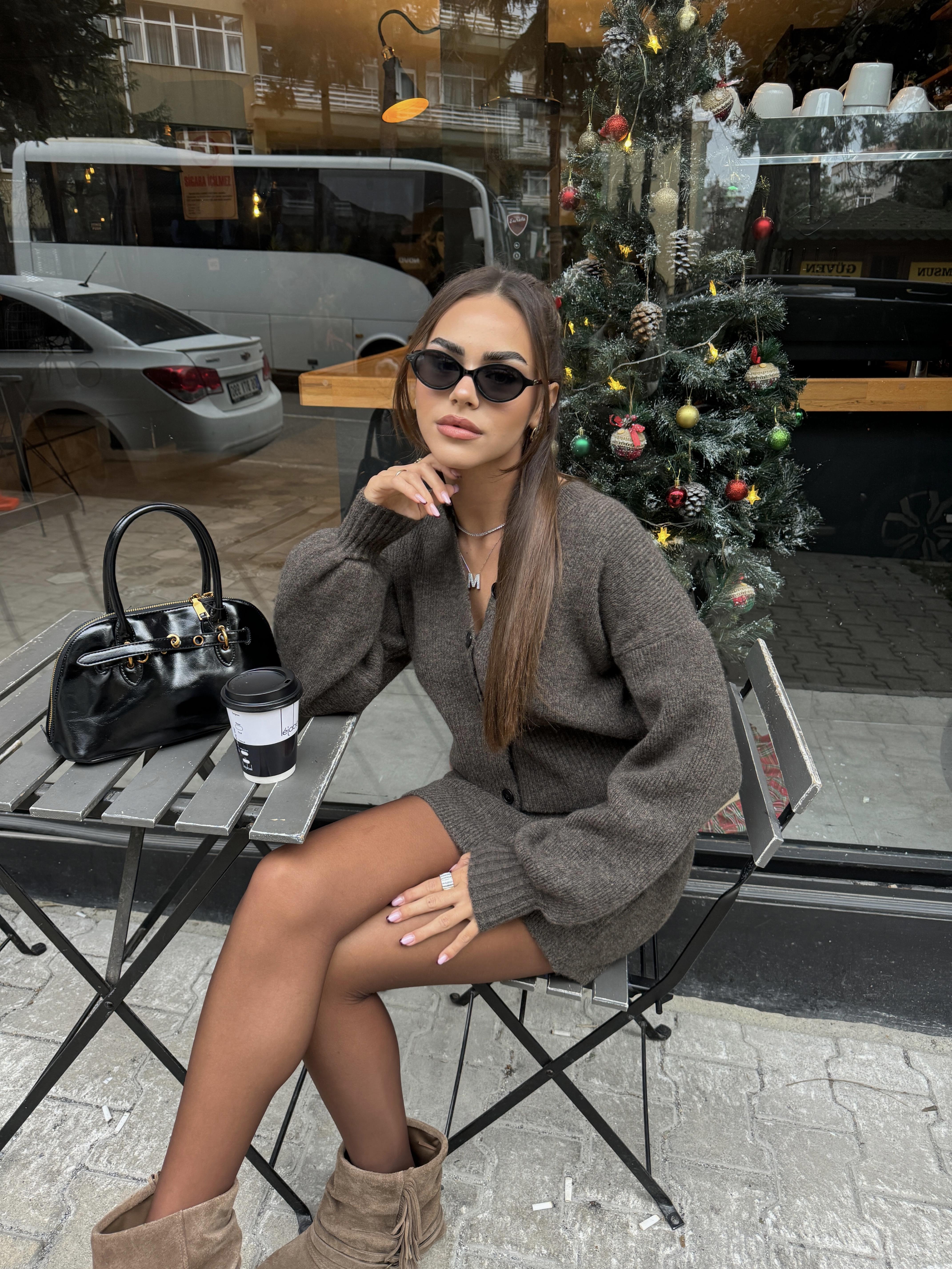 Premıum Örme Hırka Etek Takım