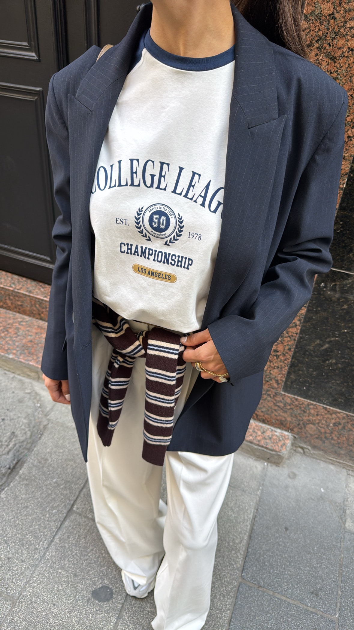 Lacivert Çizgili Blazer Ceket 