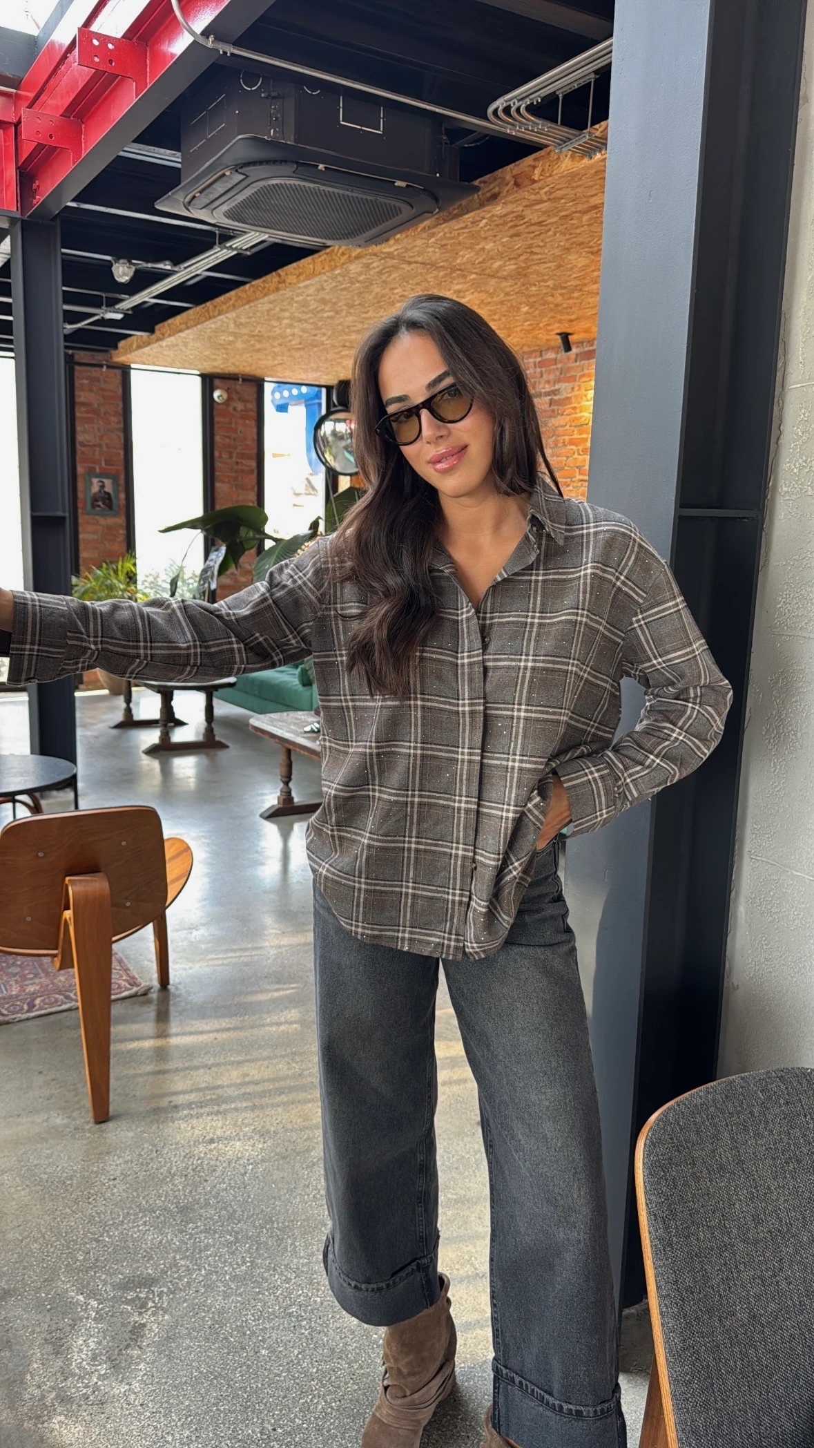 Taşlı Ekose Gömlek 