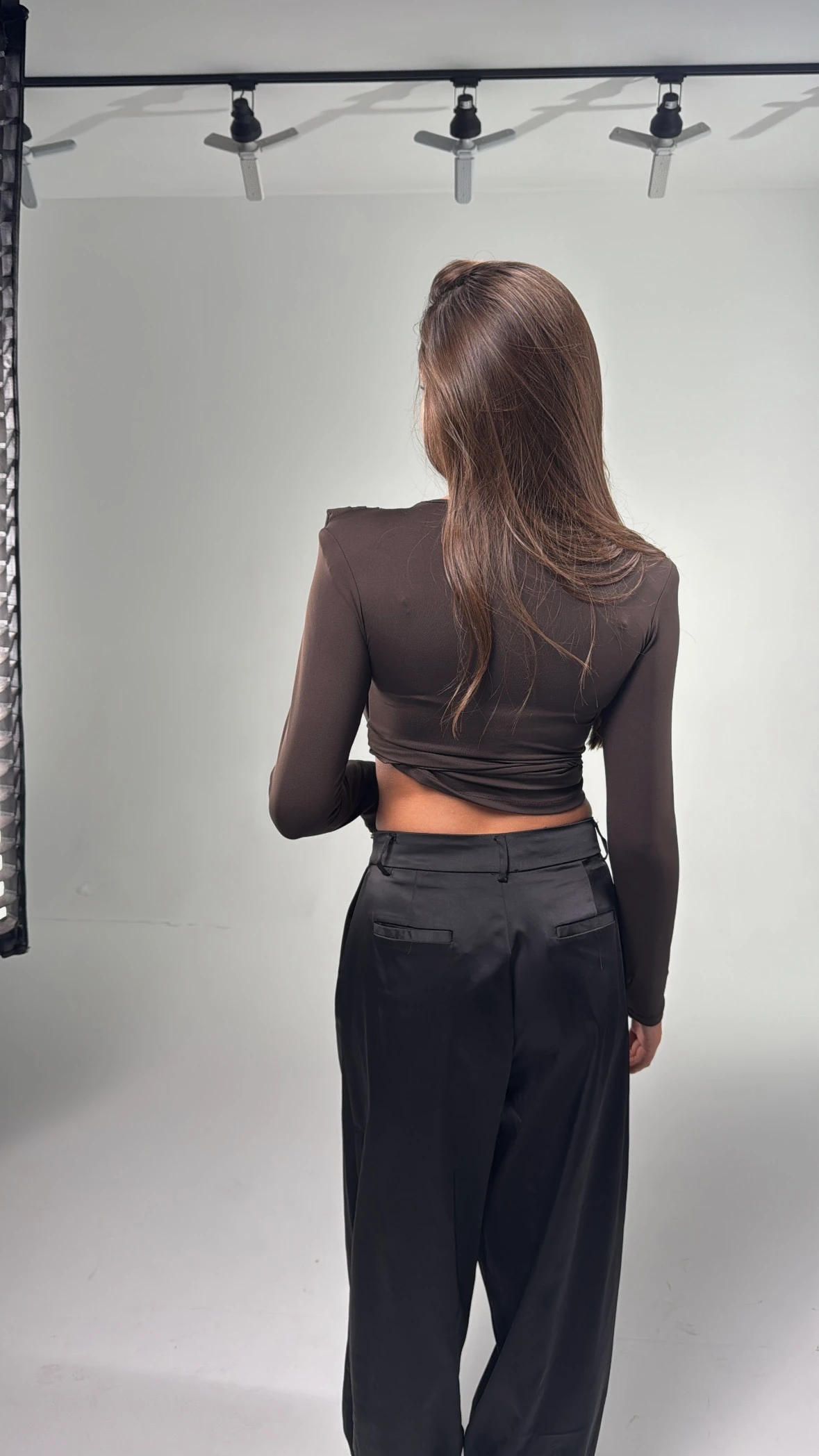 Kahve Vatkalı Tasarım Bluz