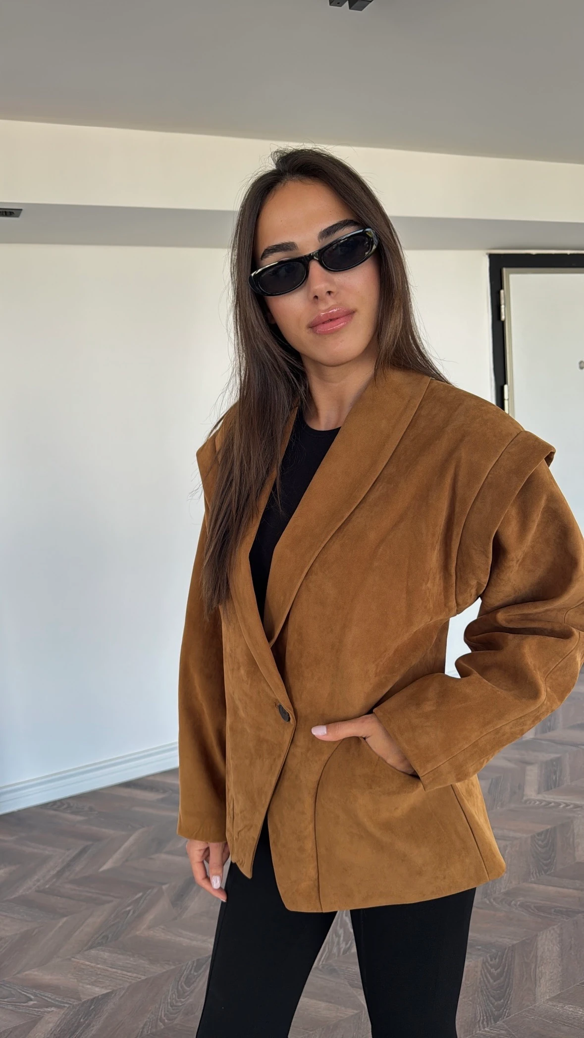 Bronte Omuz Detaylı Camel Blazer Ceket