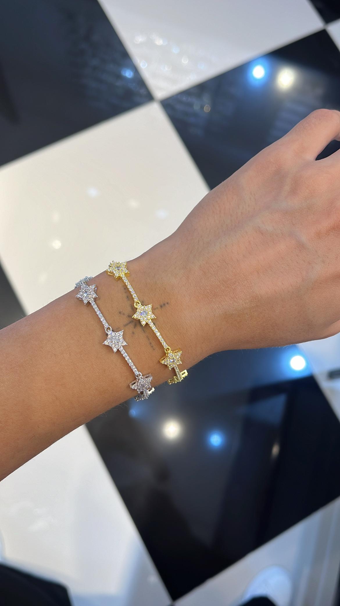 925 gümüş sıralı yıldız bileklik