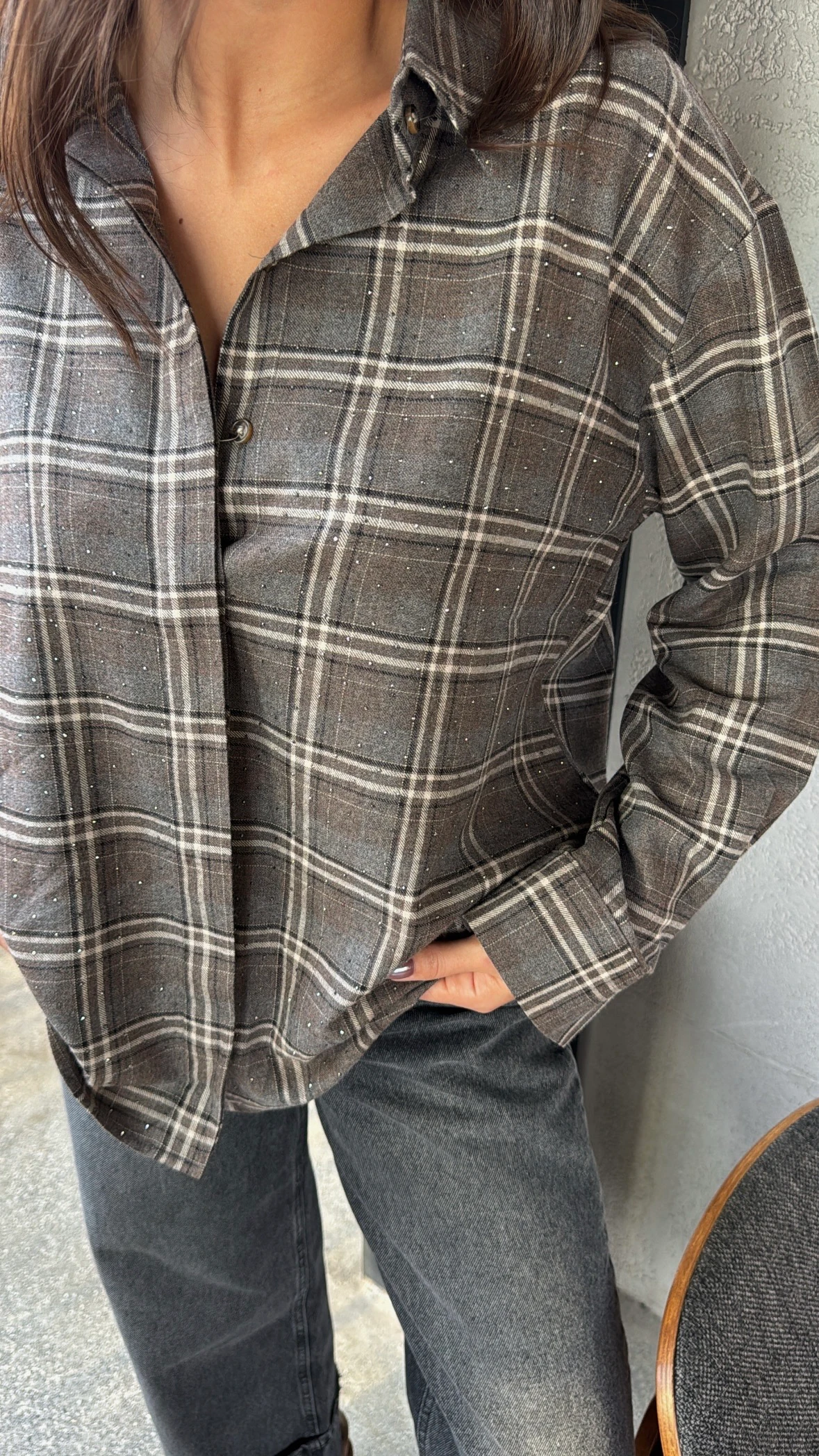 Taşlı Ekose Gömlek 