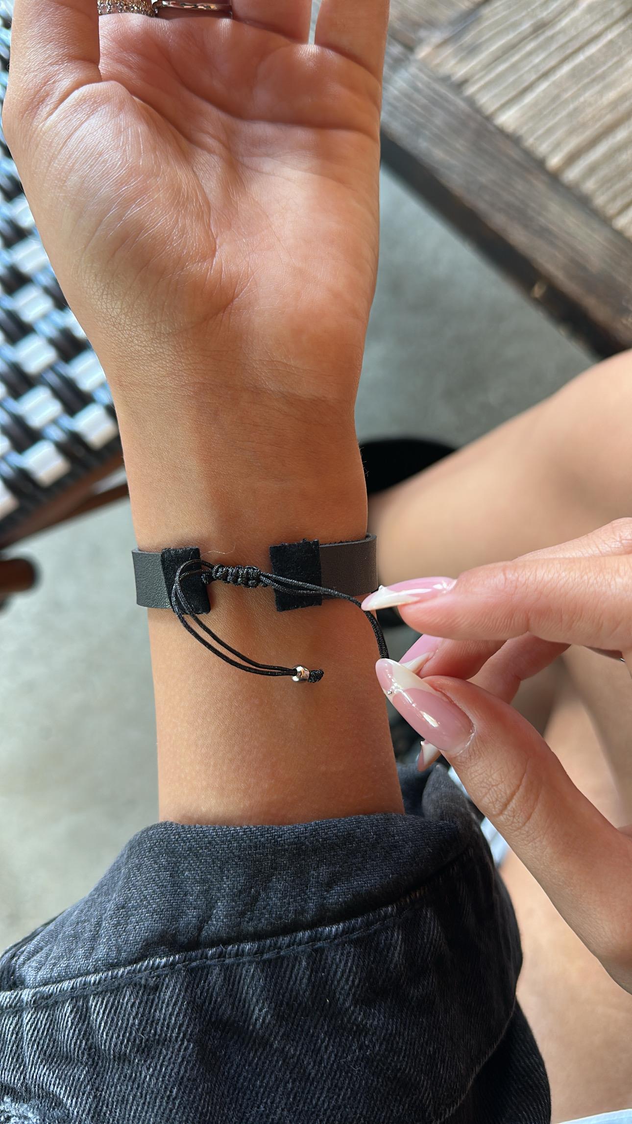 Tasarım Taşlı Deri Bileklik