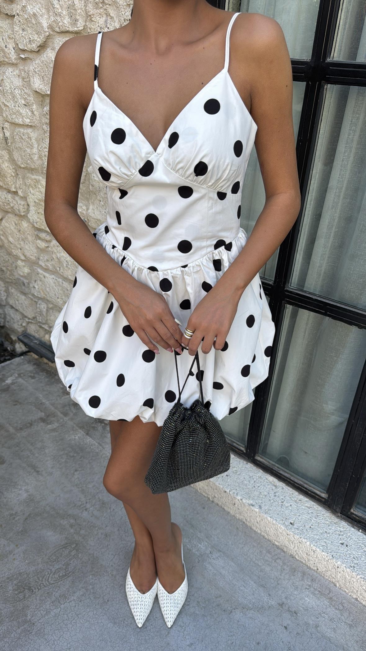 Puantiyeli Balon Elbise