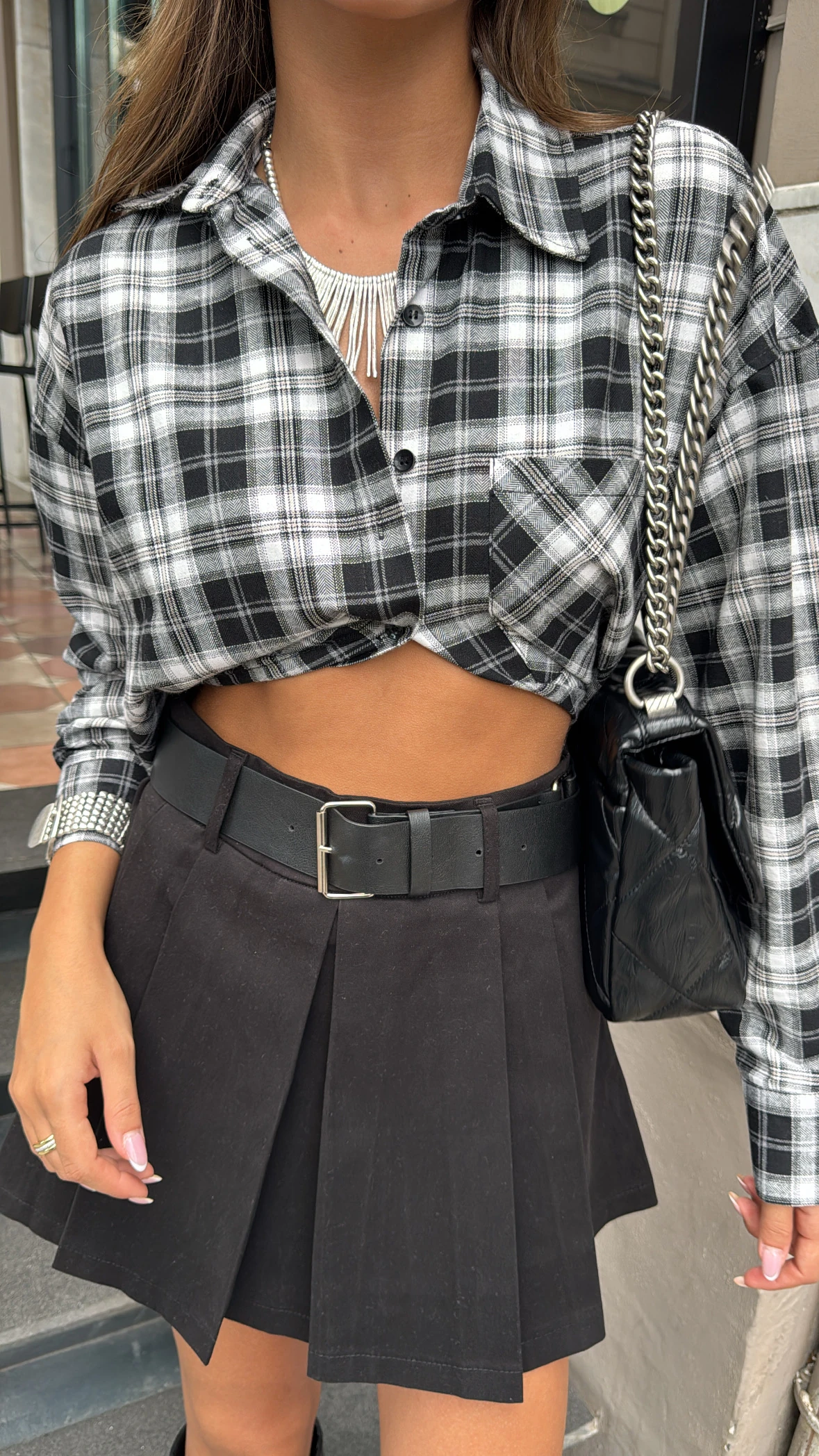 Kemerli Geniş Pile Şort Etek