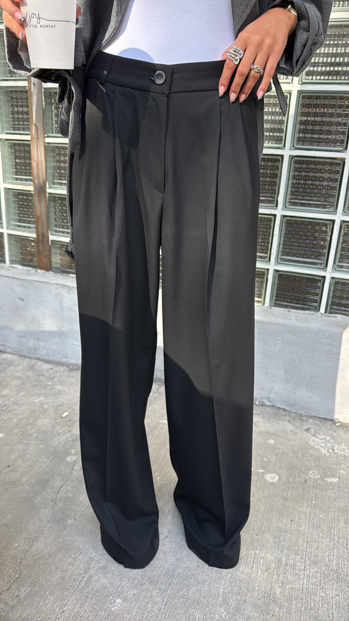 Poliviskon Siyah Plazzo Pantolon 