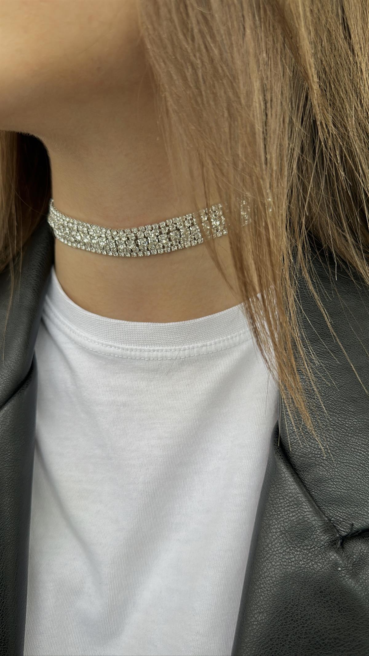 Zirkon choker kolye