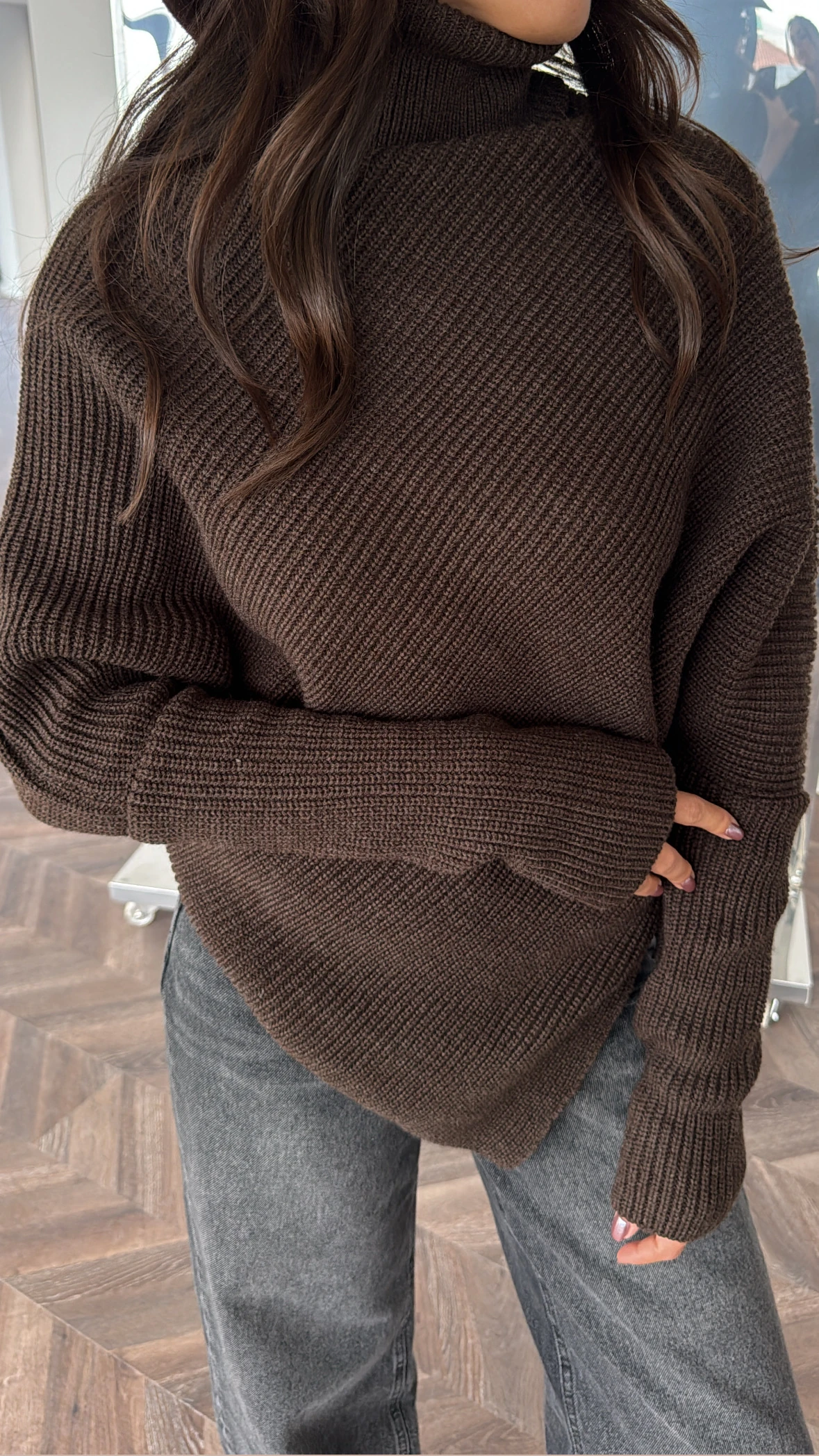 Asimetrik Triko Balıkçıl Kazak