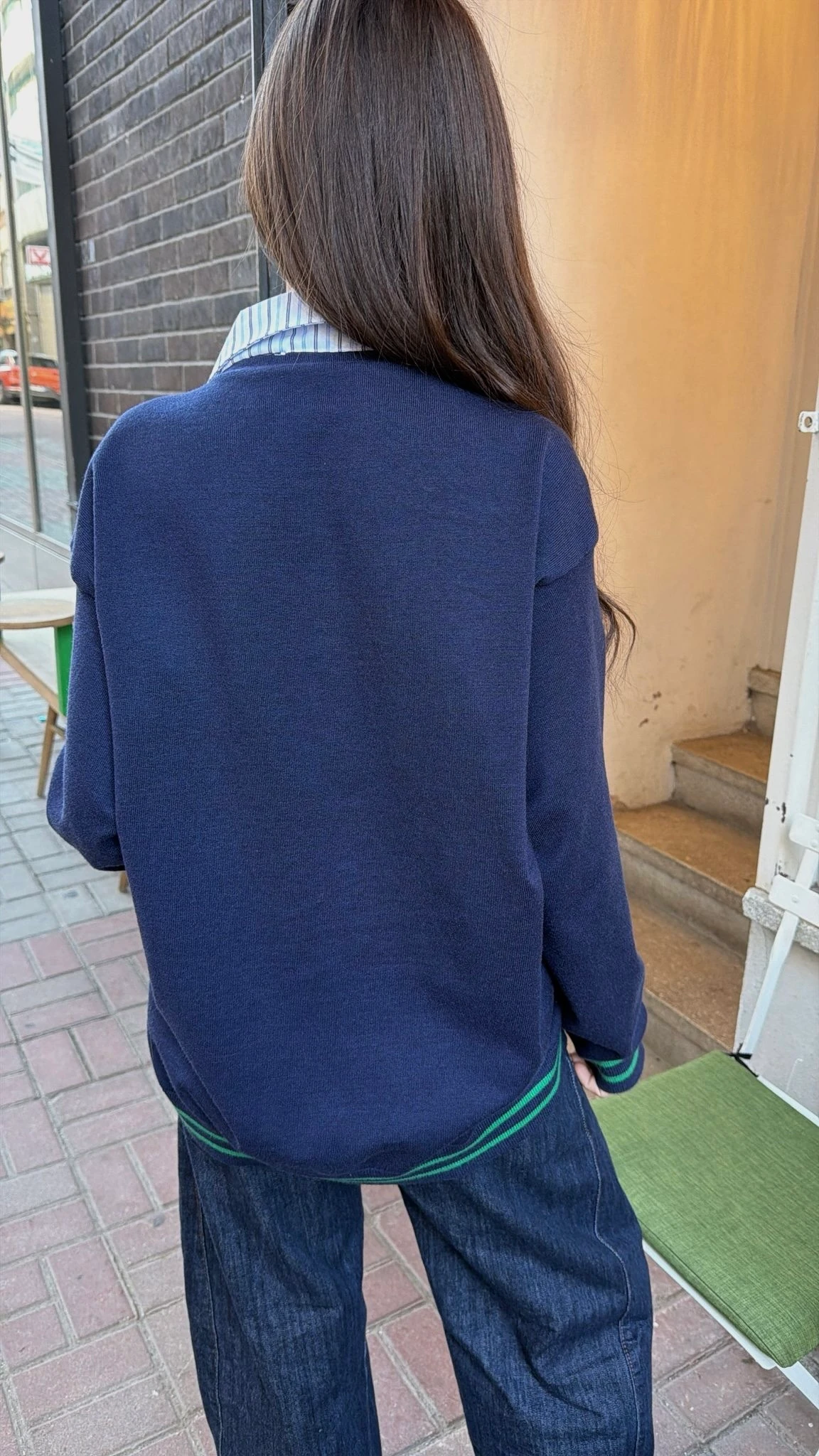 Gömlek Detaylı Kendinden Şallı Triko 