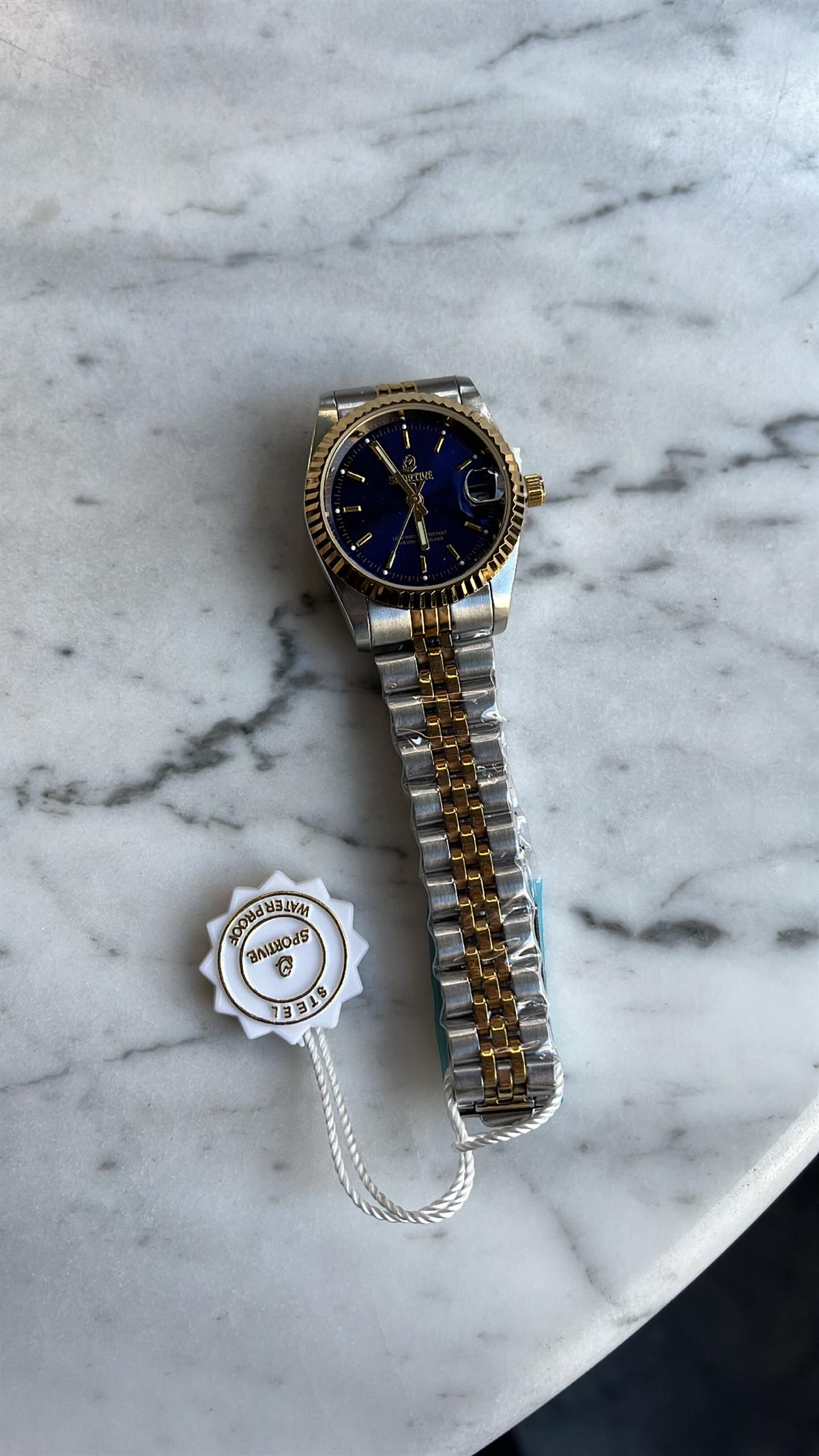 Mavi kardanlı mix çelik saat