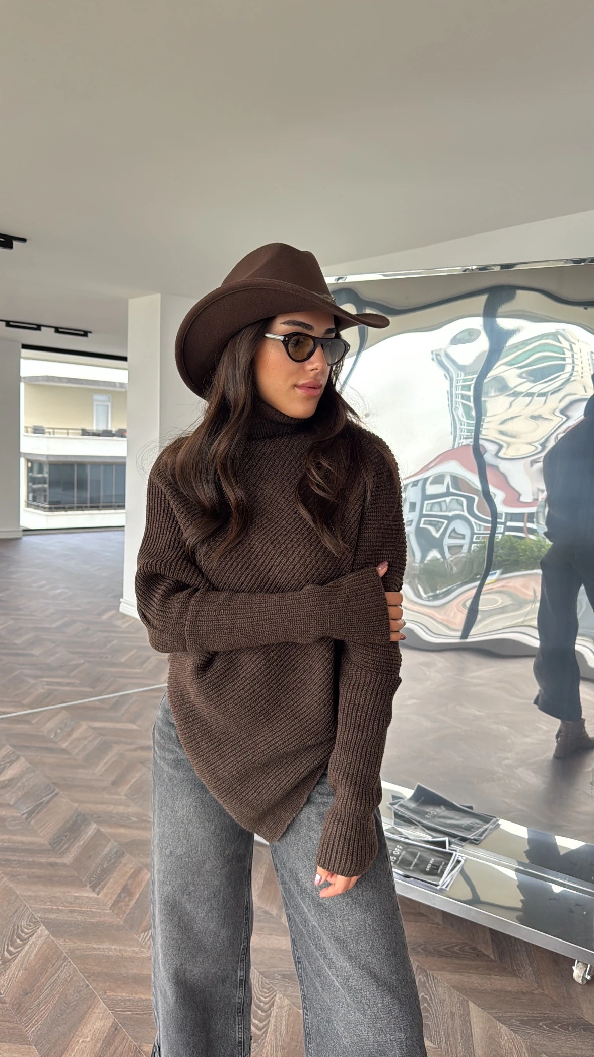 Asimetrik Triko Balıkçıl Kazak