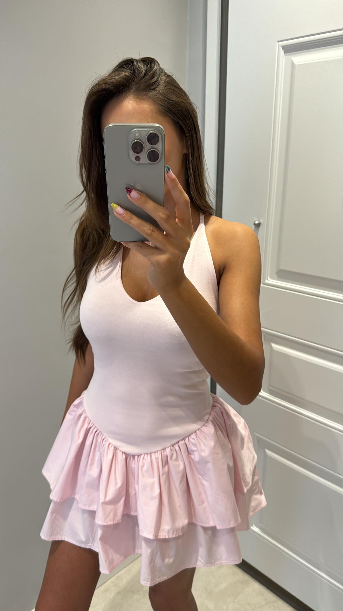 Marka Model Pembe Katlı Elbise