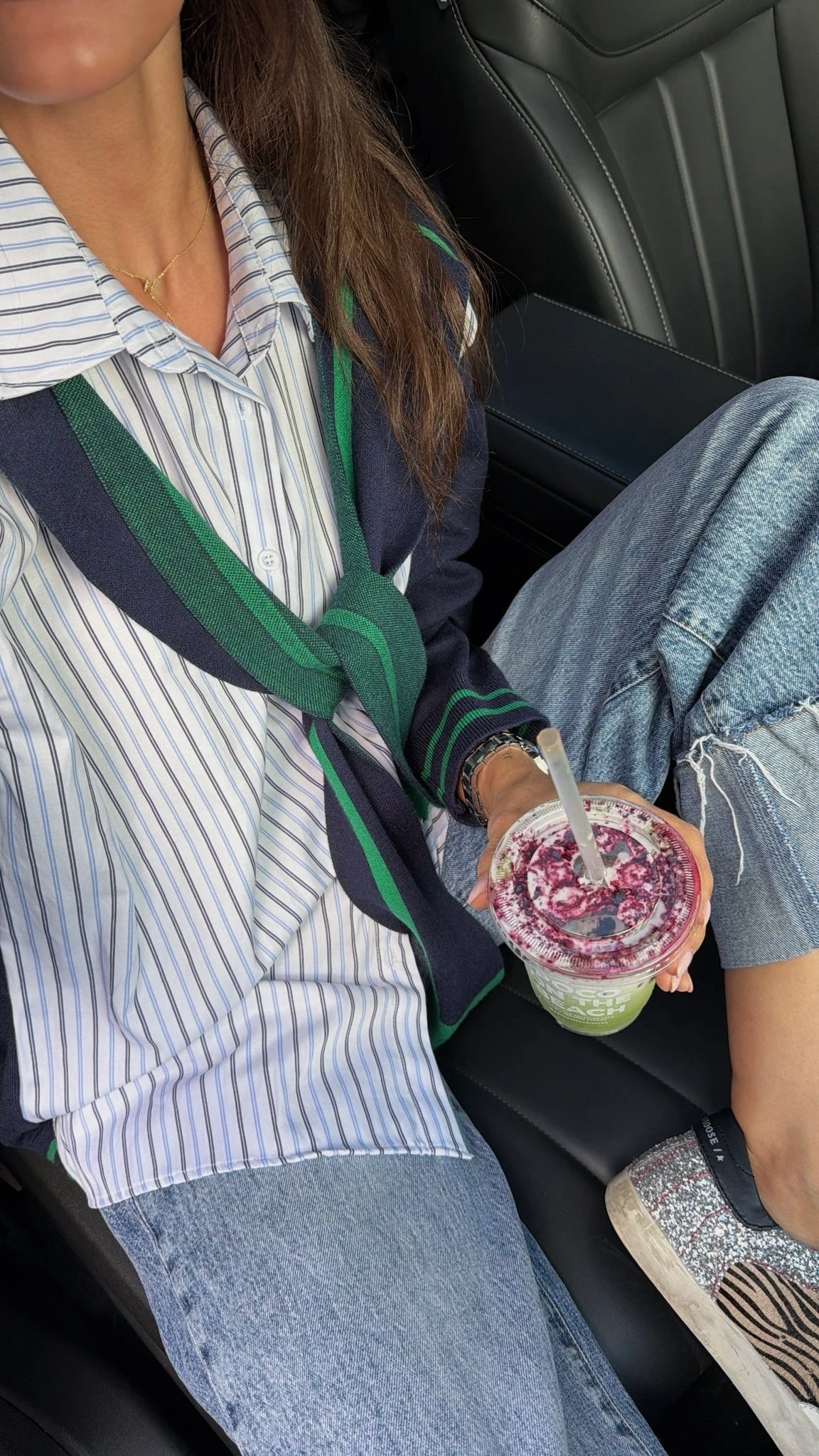 Gömlek Detaylı Kendinden Şallı Triko 