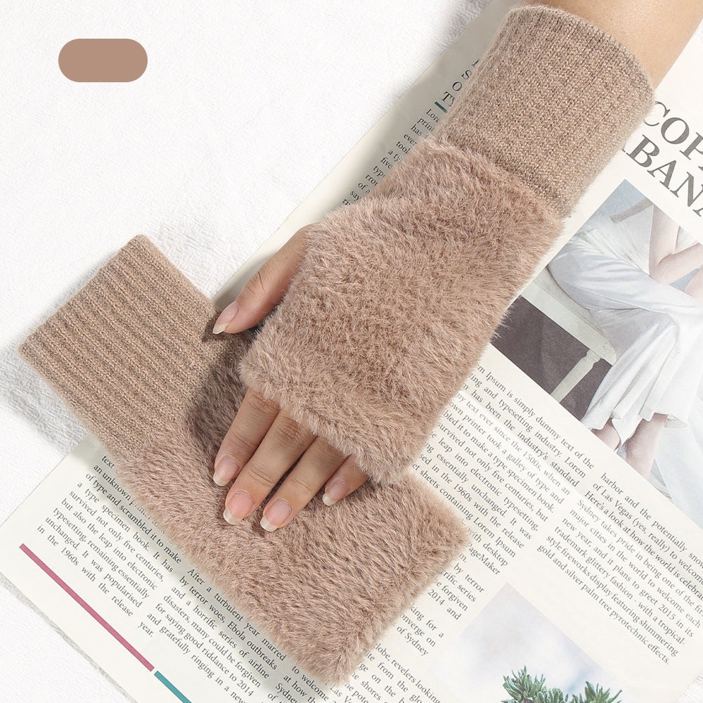 Vizon Peluş Kesik Eldiven
