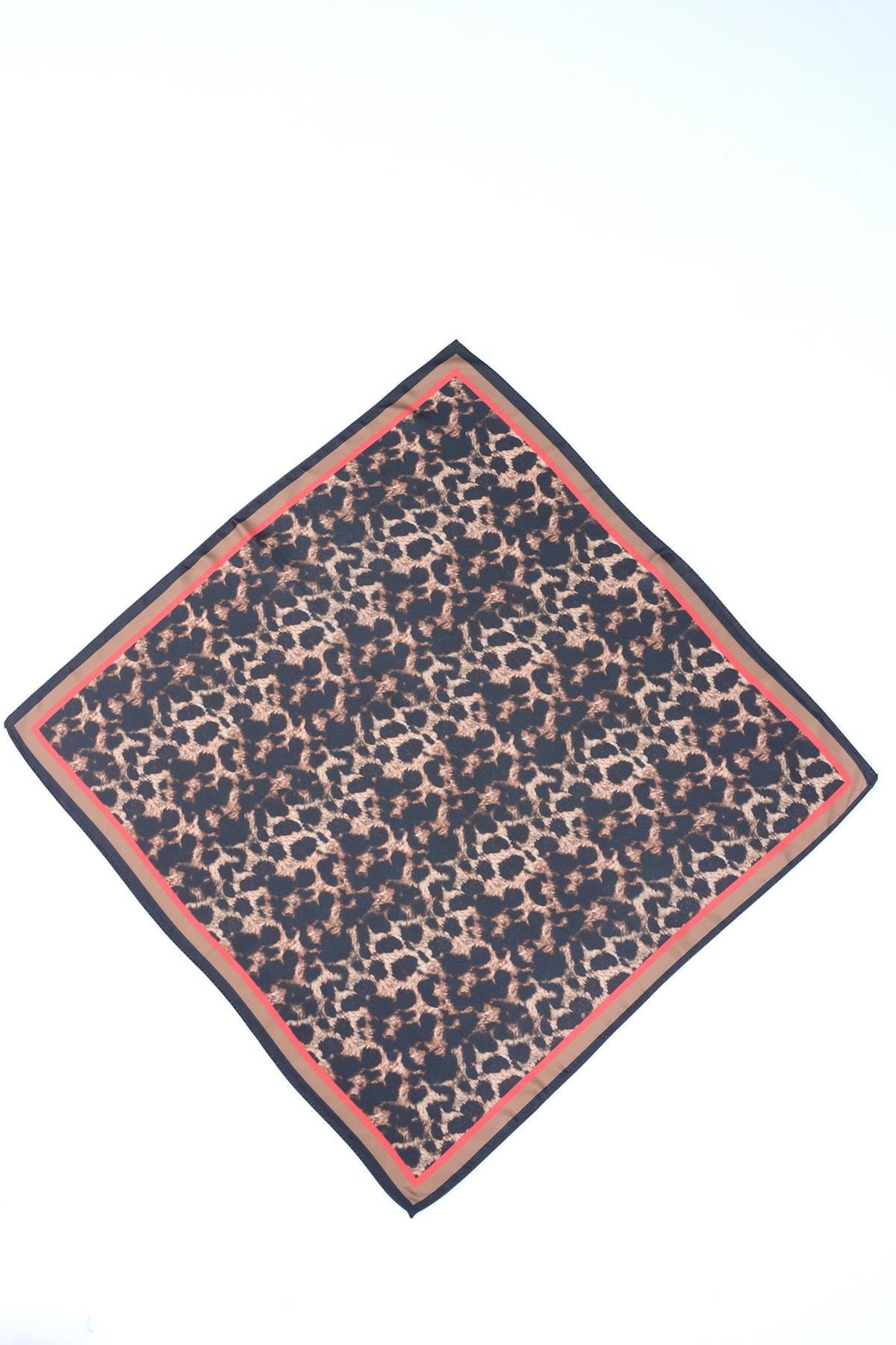 Leopar Desenli Siyah Fular 13485