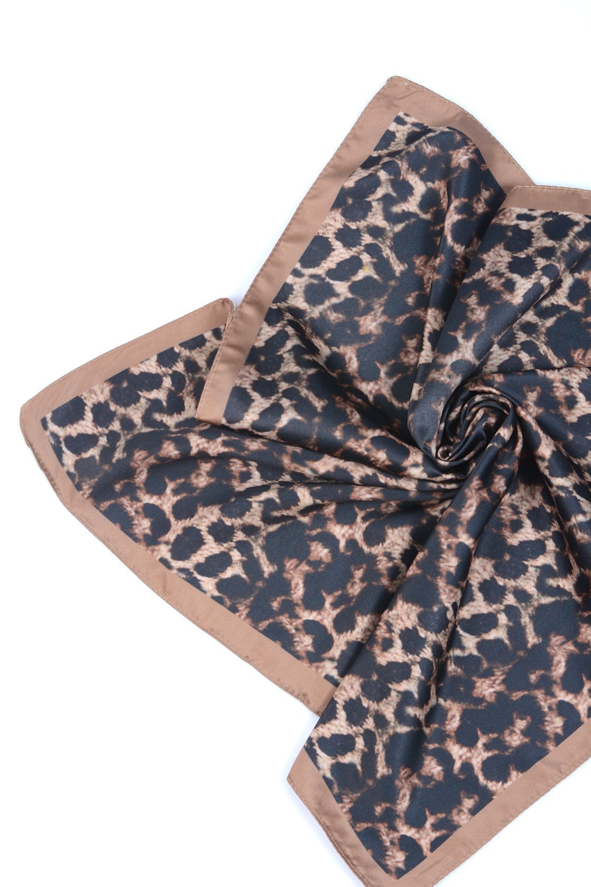 Leopar Desenli Kahverengi Fular