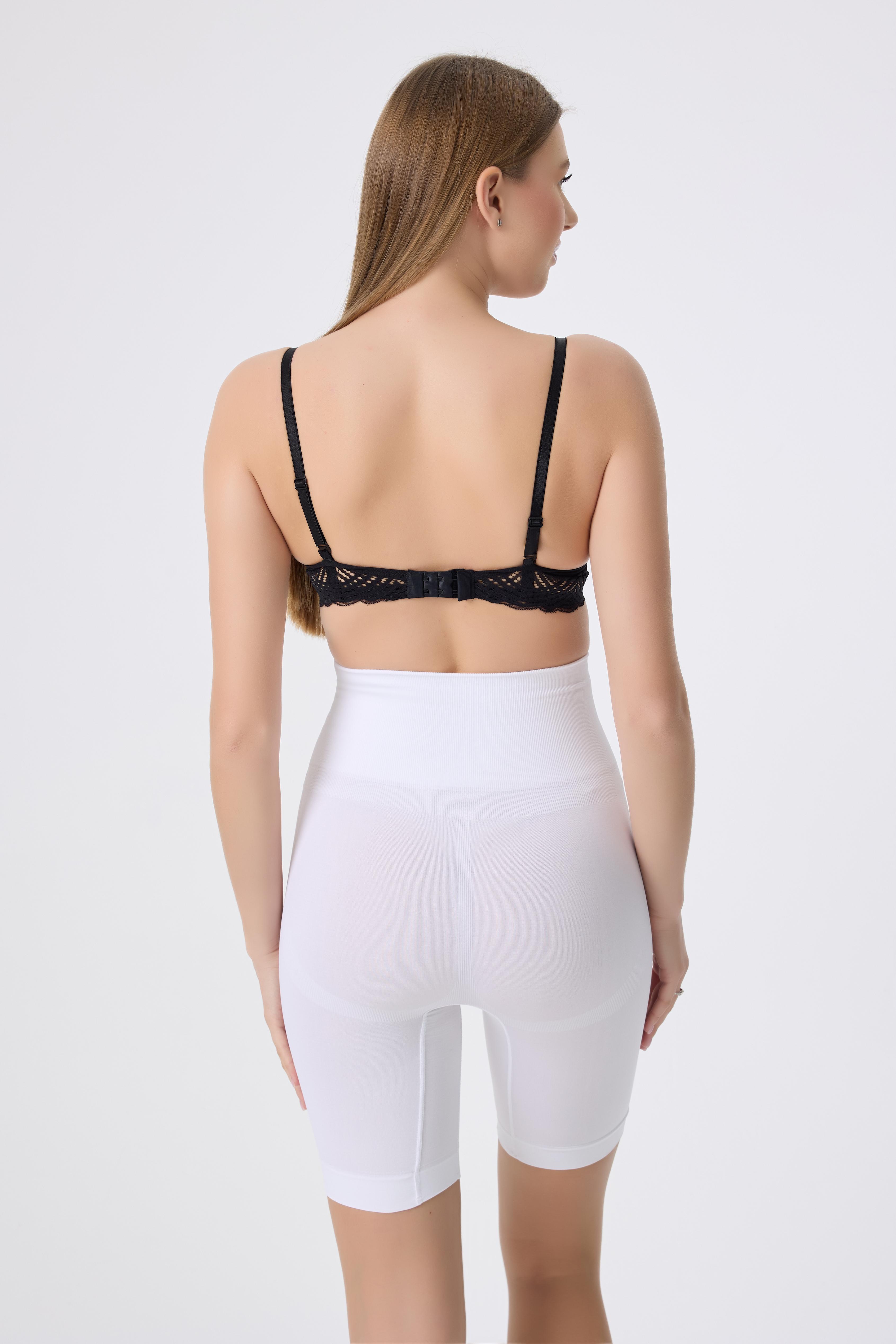 Korse Tayt Push Up Etkili Yüksek Bel Modeli - Sıkılaştırıcı, Toparlayıcı, Kaymaz Silikon Bantlı, Vücut Şekillendirici - BEYAZ