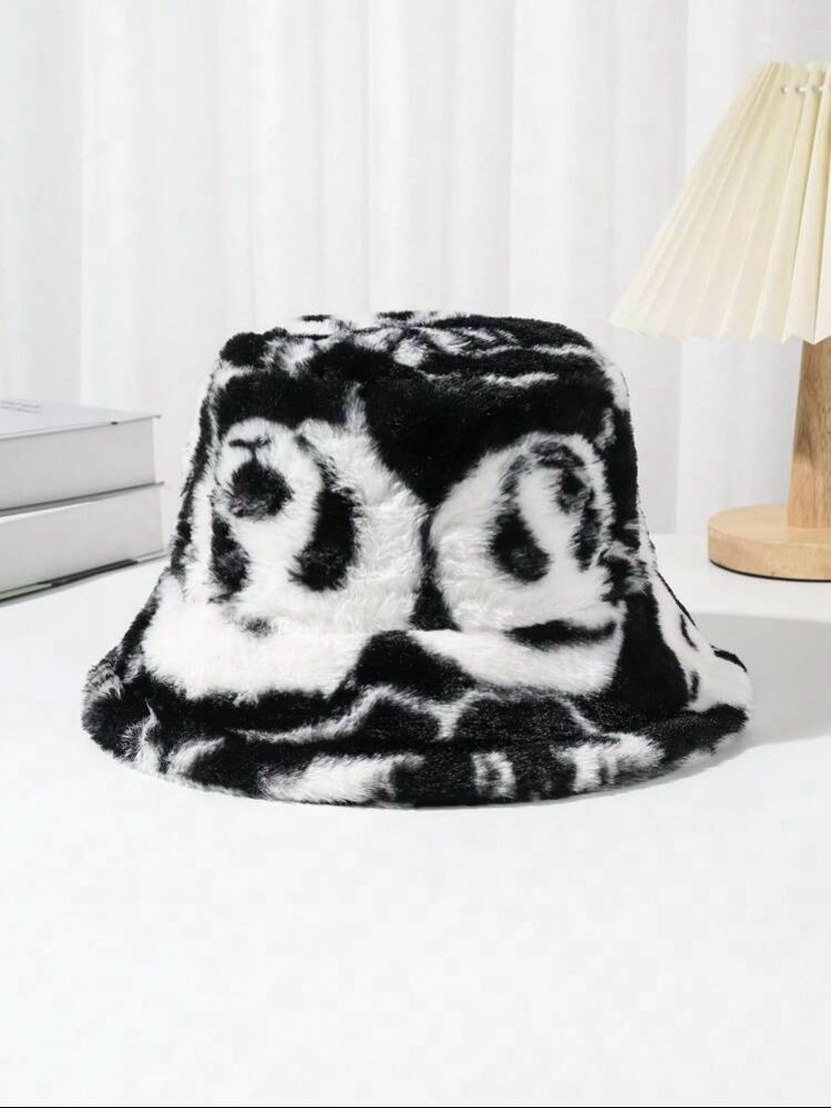 Peluş Siyah Bucket Şapka