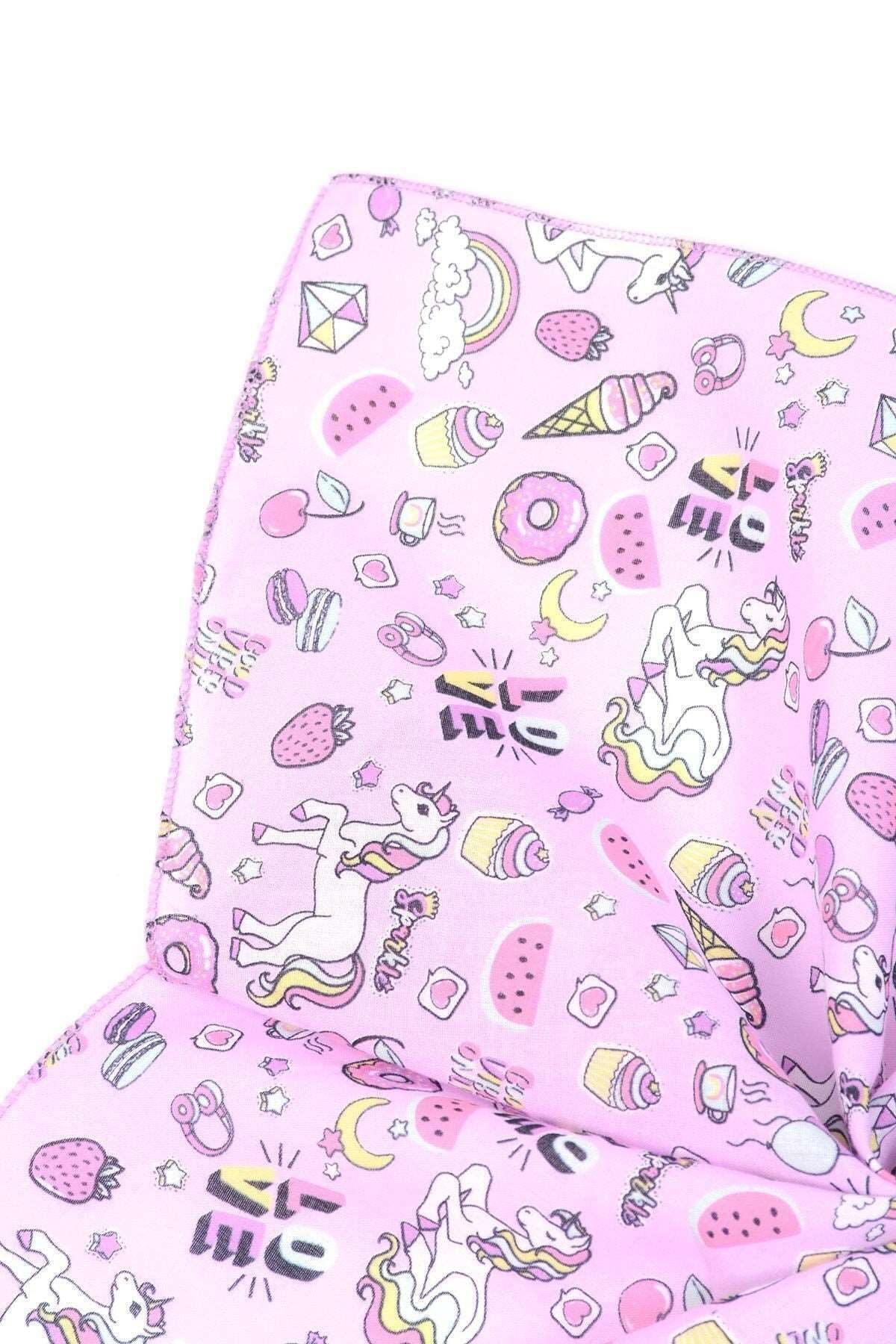 Unicorn Desenli Lila Fular
