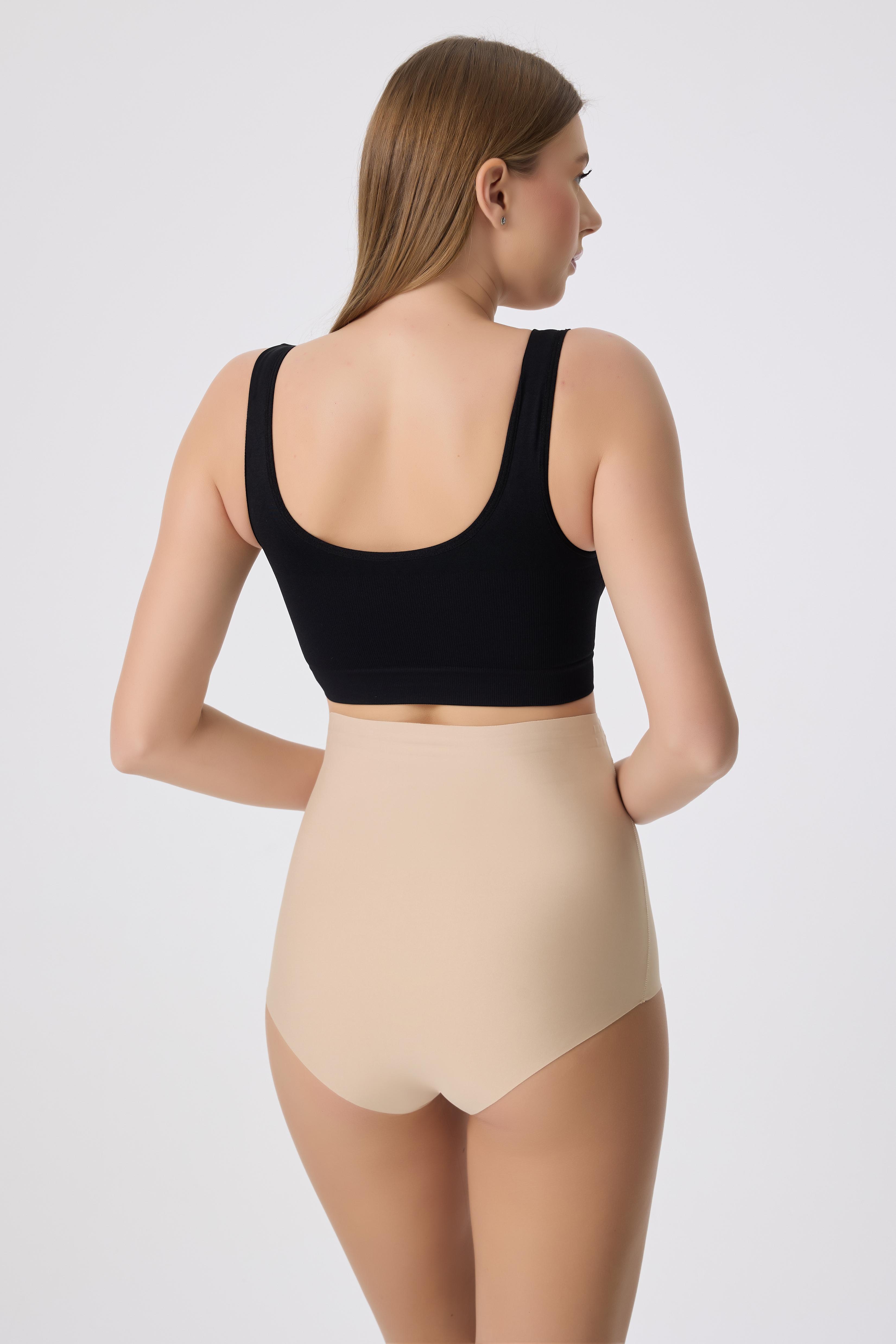 Lazer Kesim Slip Külot Korse - Dikişsiz Yüksek Bel Toparlayıcı ve Nefes Alabilen İç Giyim Modeli - TEN