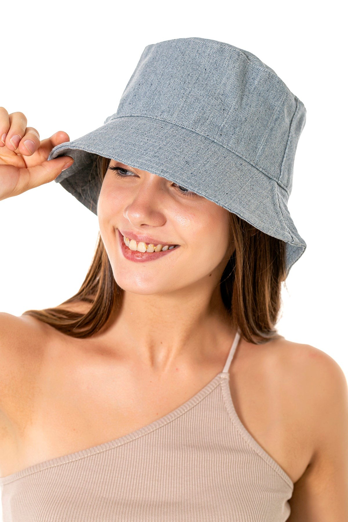 Kot Desen Mavi Bucket Şapka