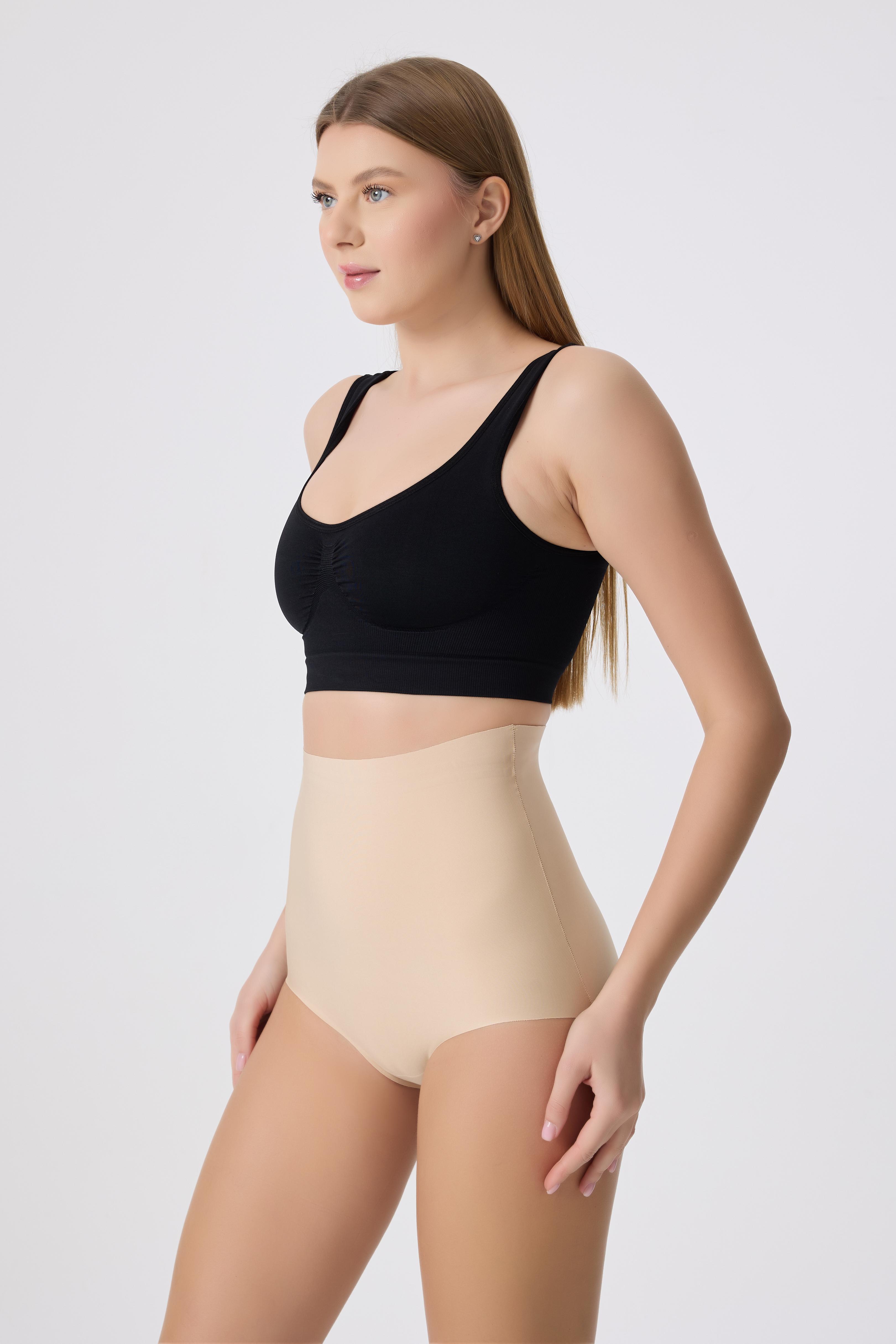 Lazer Kesim Slip Külot Korse - Dikişsiz Yüksek Bel Toparlayıcı ve Nefes Alabilen İç Giyim Modeli - TEN