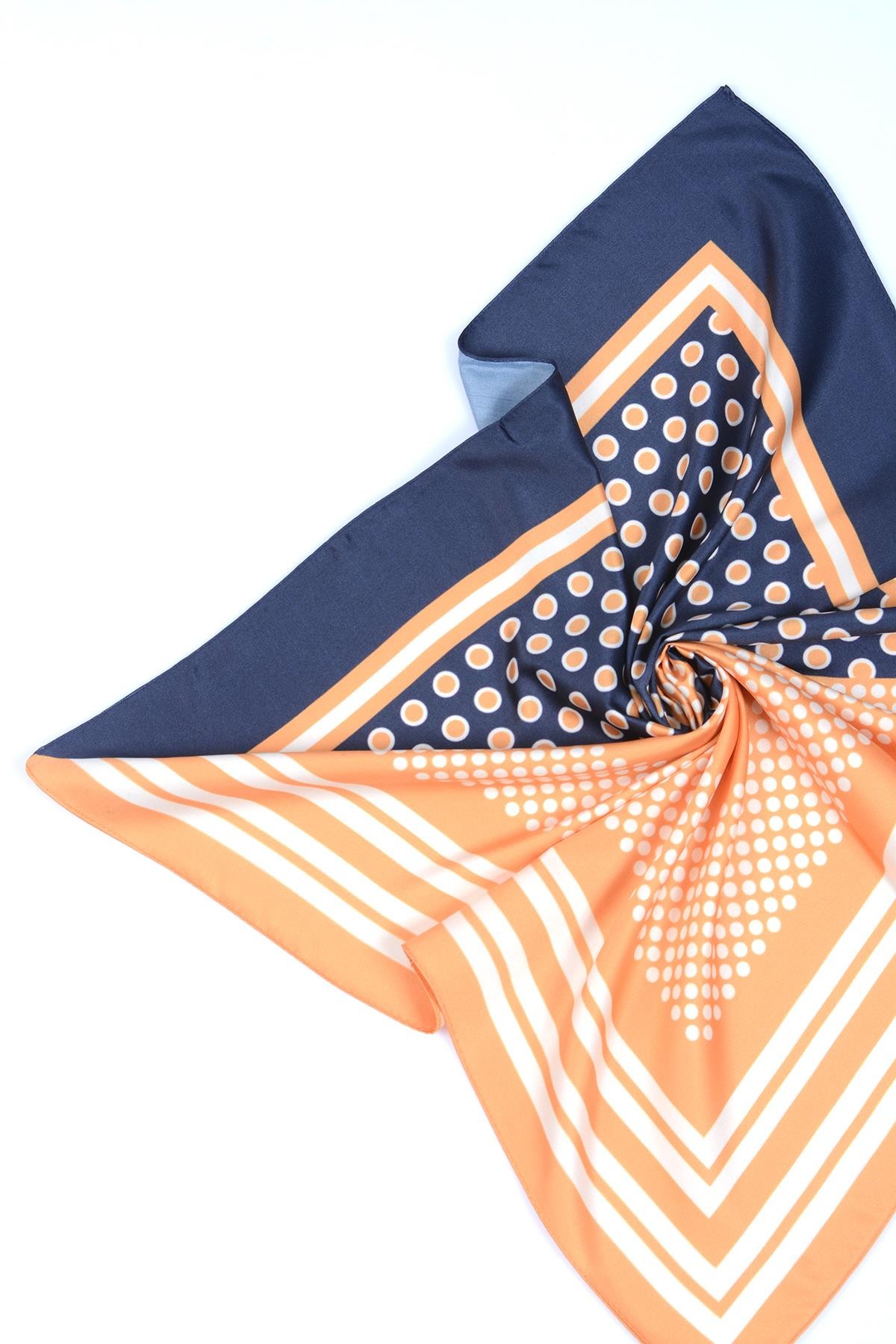 Patchwork Desenli Turuncu Fular