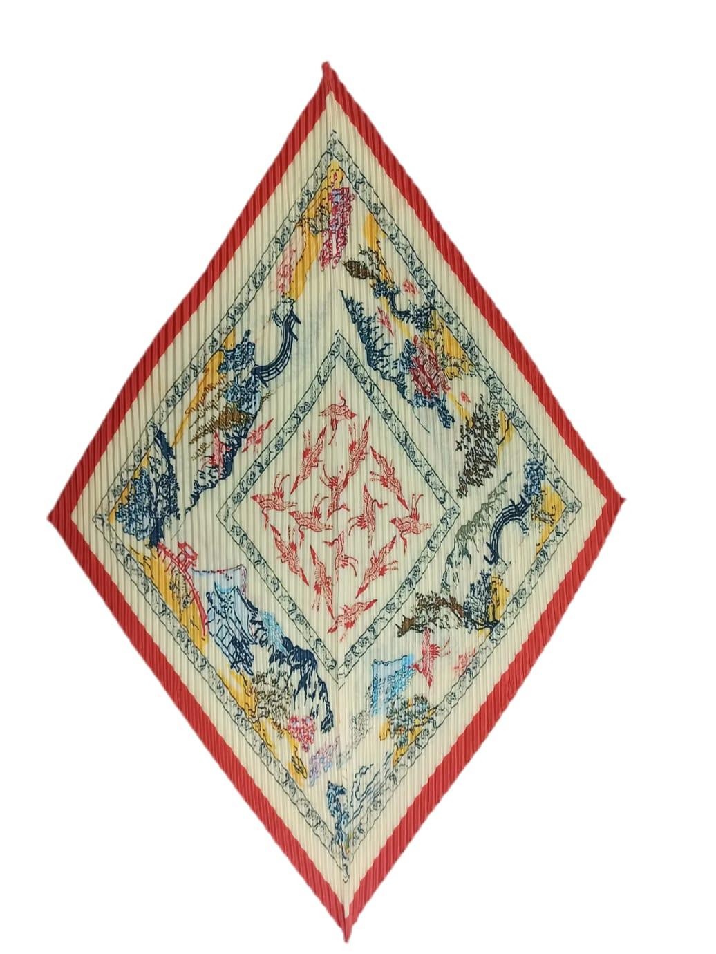 Etnik Desen Piliseli Kırmızı Fular 13465-1