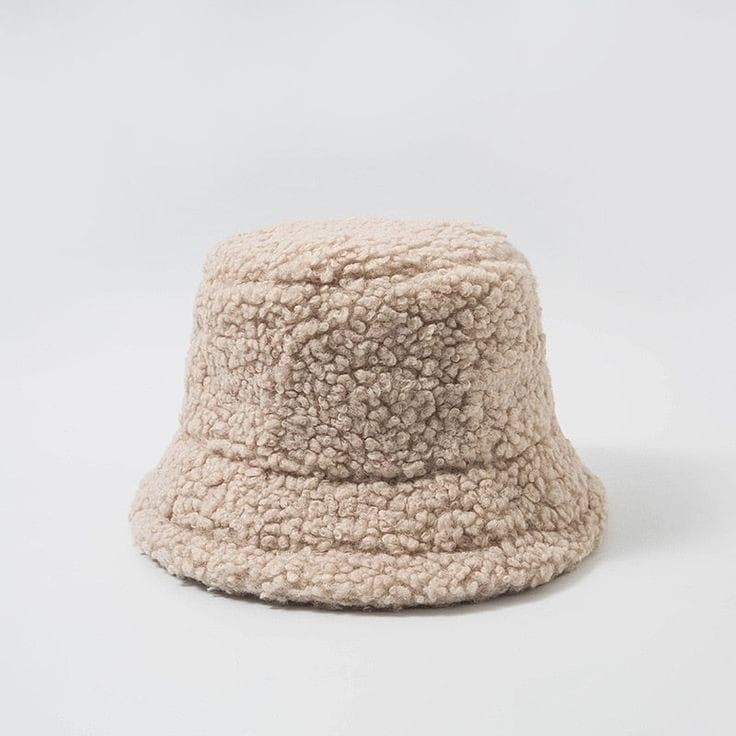 Kadın Peluş Bej Bucket Şapka 13593