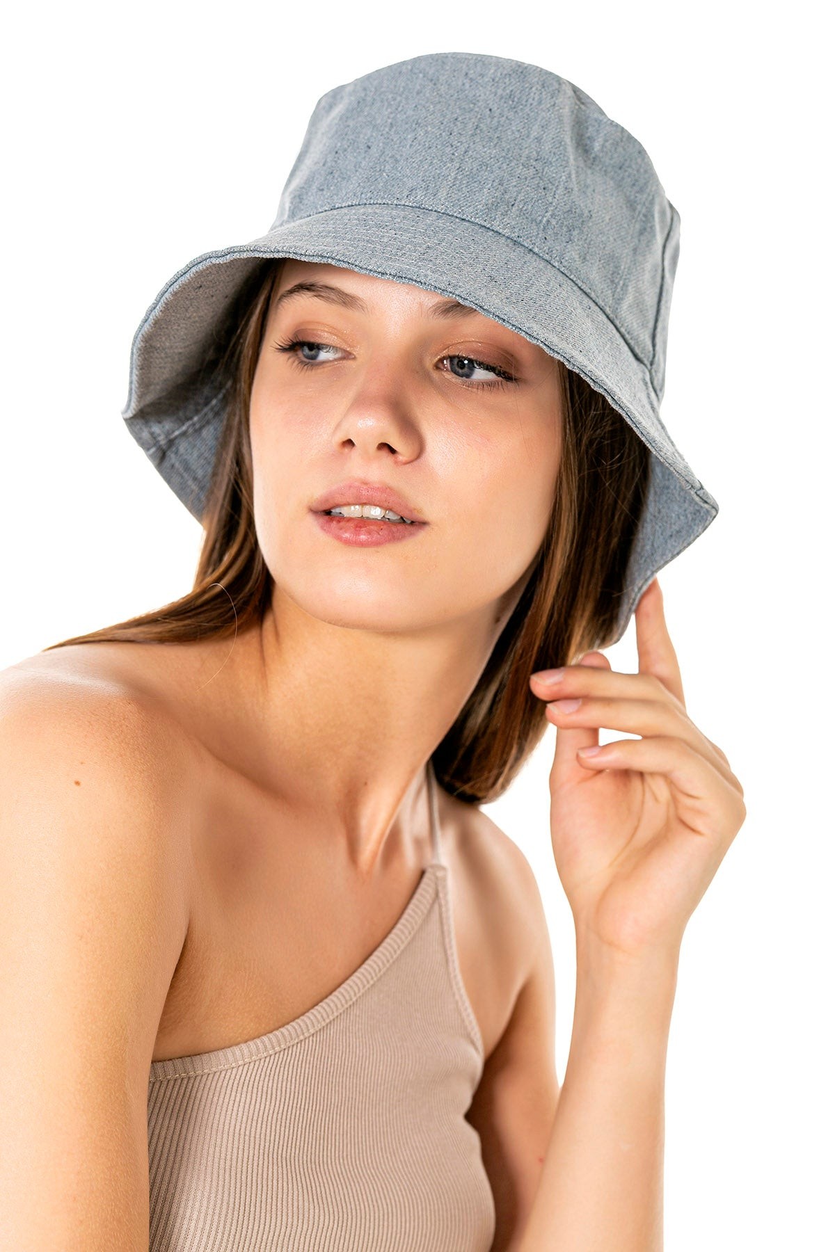 Kot Desen Mavi Bucket Şapka