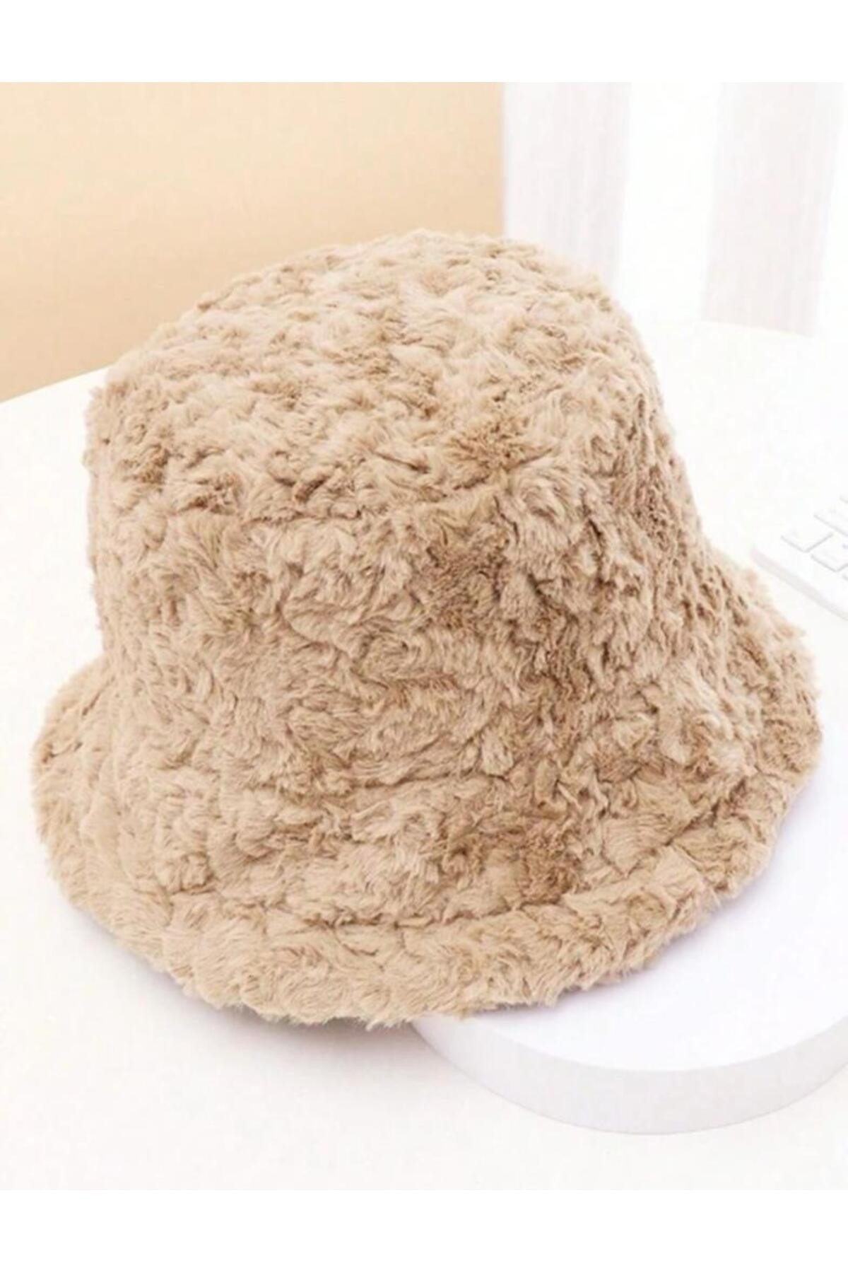 Vizon Peluş Bucket Şapka