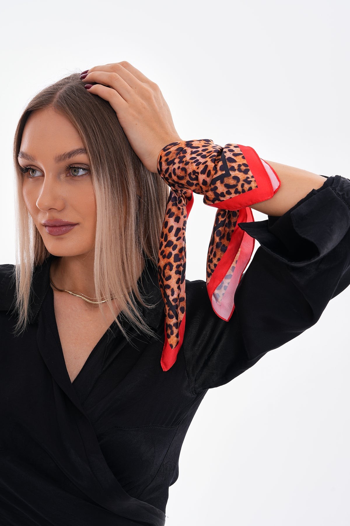 Kadın Kahverengi Fular Leopar Desenli 15310
