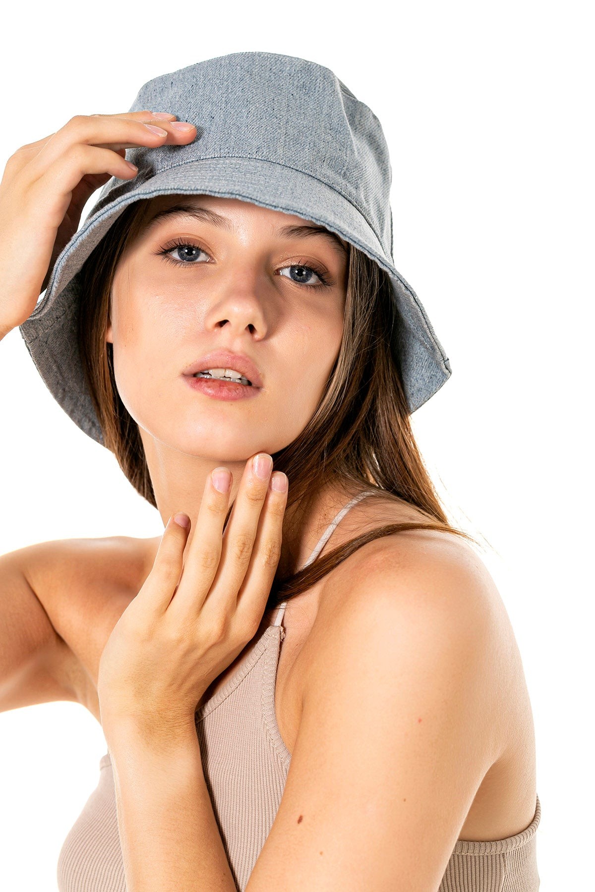 Kot Desen Mavi Bucket Şapka