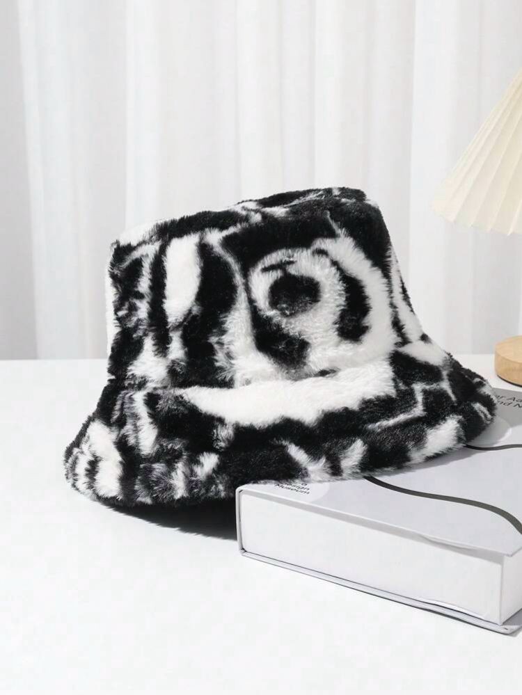 Peluş Siyah Bucket Şapka