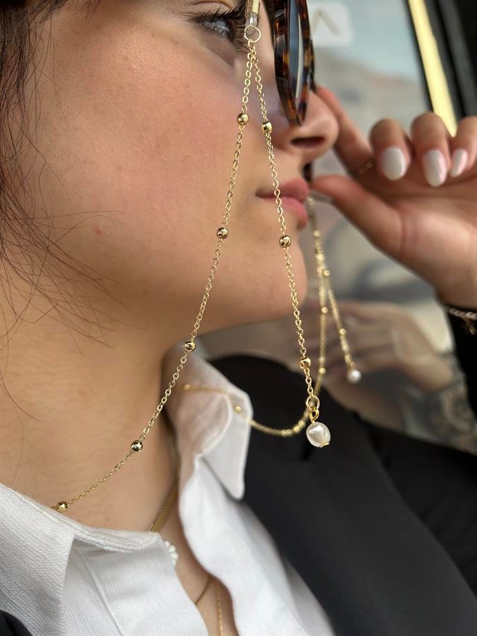 Woman Gold Baroque Glasses Chain