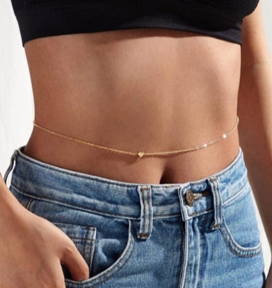 Small heart figure golden color waist chain and waist necklace