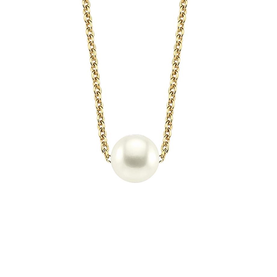 Gold minimal single pearl necklace