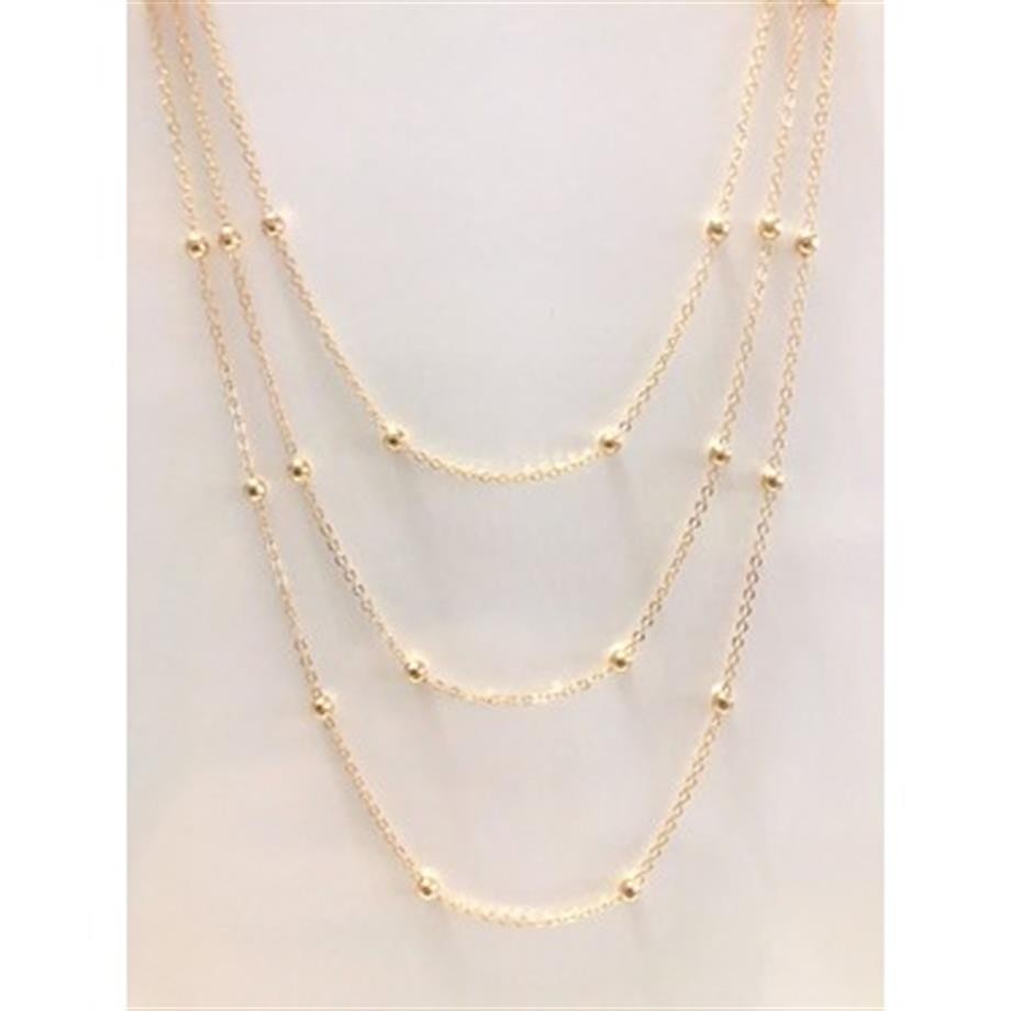 3 LU Gold Ball Chain Necklace
